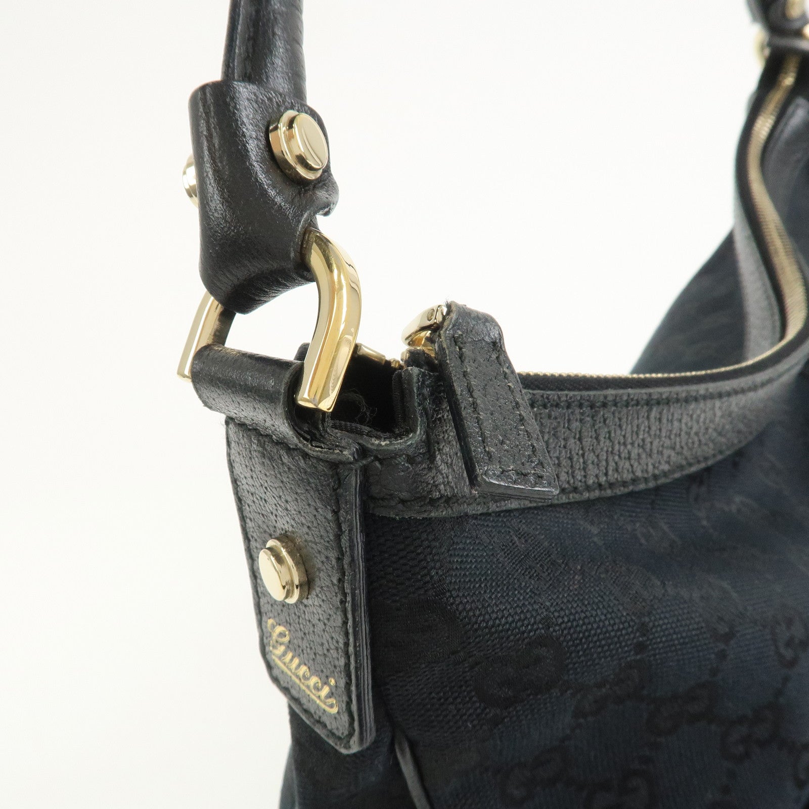 GUCCI Abbey GG Monogram Front Pocket Shoulder Bag Black 153025