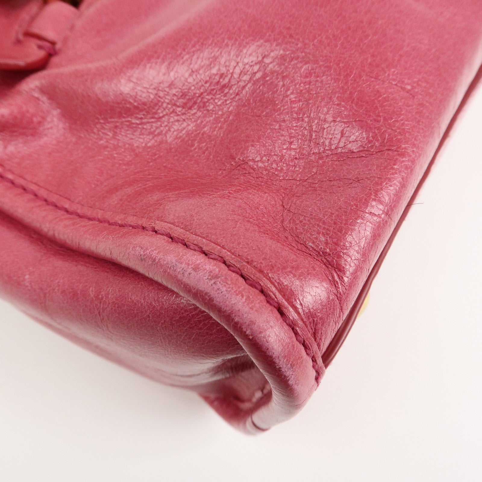 MIU MIU Logo Leather 2Way Bag Hand Bag Shoulder Bag Pink 5BB104