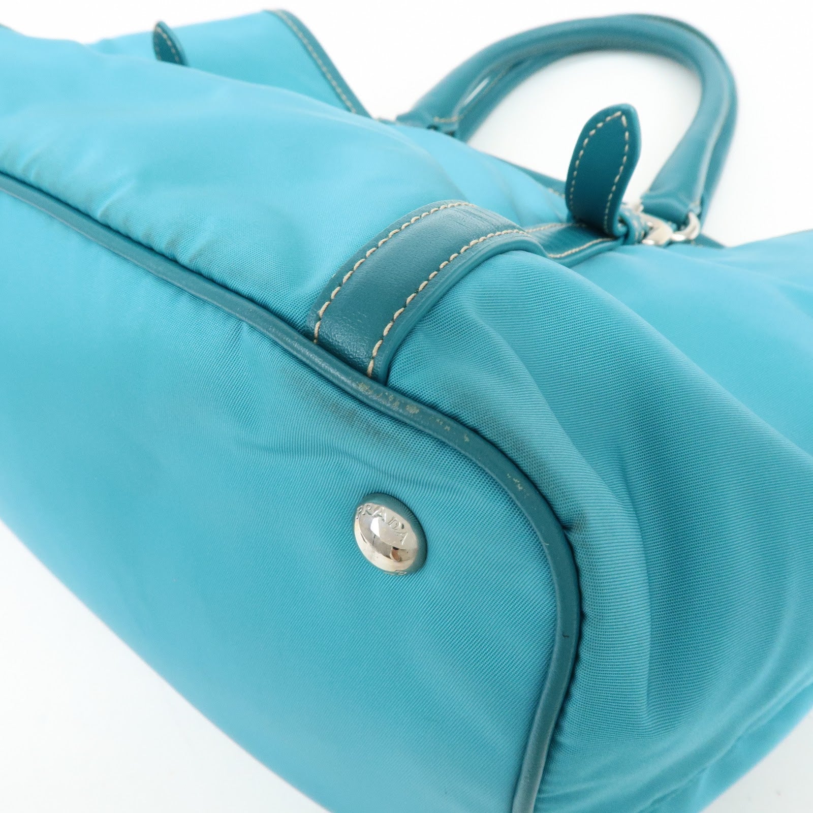 Prada Nylon Leather 2Way Bag Hand Bag Shoulder Bag Blue