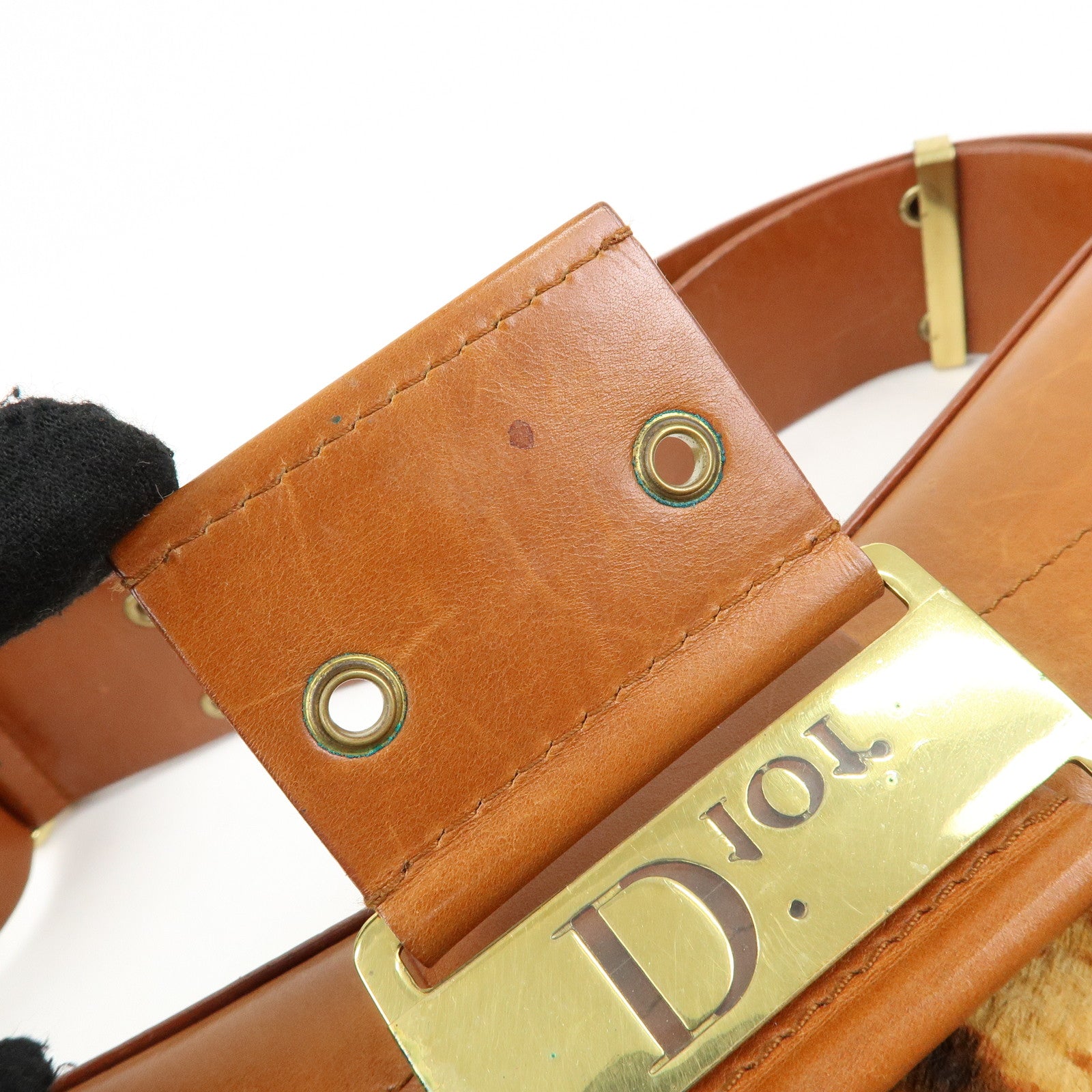 Christian Dior Street Chic Unborn Calf Leather Hand Bag Leopard