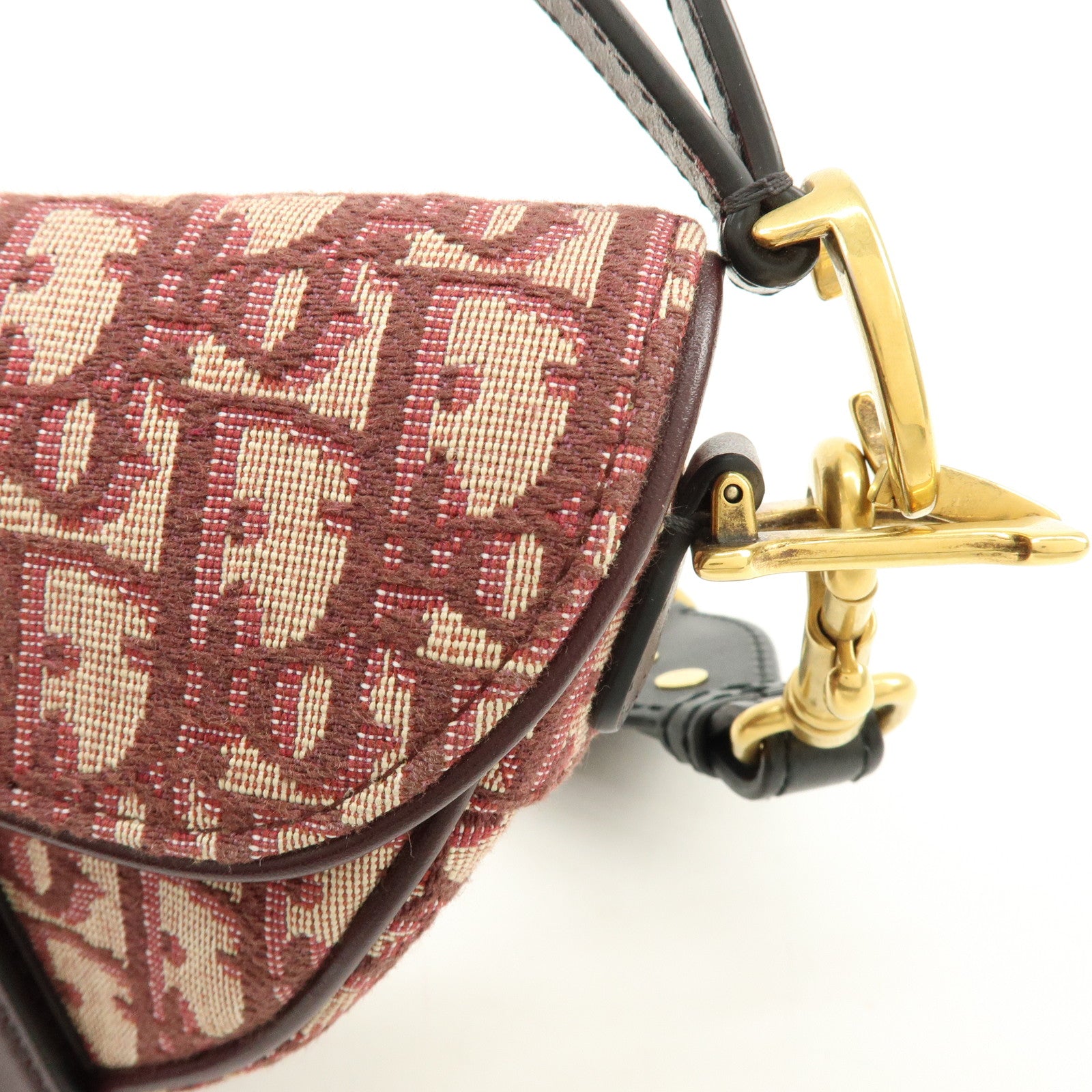 Christian Dior Oblique Jacquard Leather Mini Saddle Bag Hand Bag
