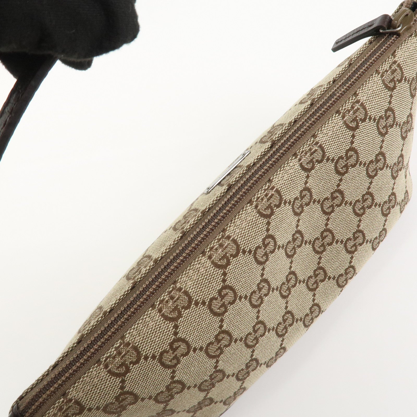 GUCCI Boat Bag GG Canvas Leather Hand Bag Brown 07198