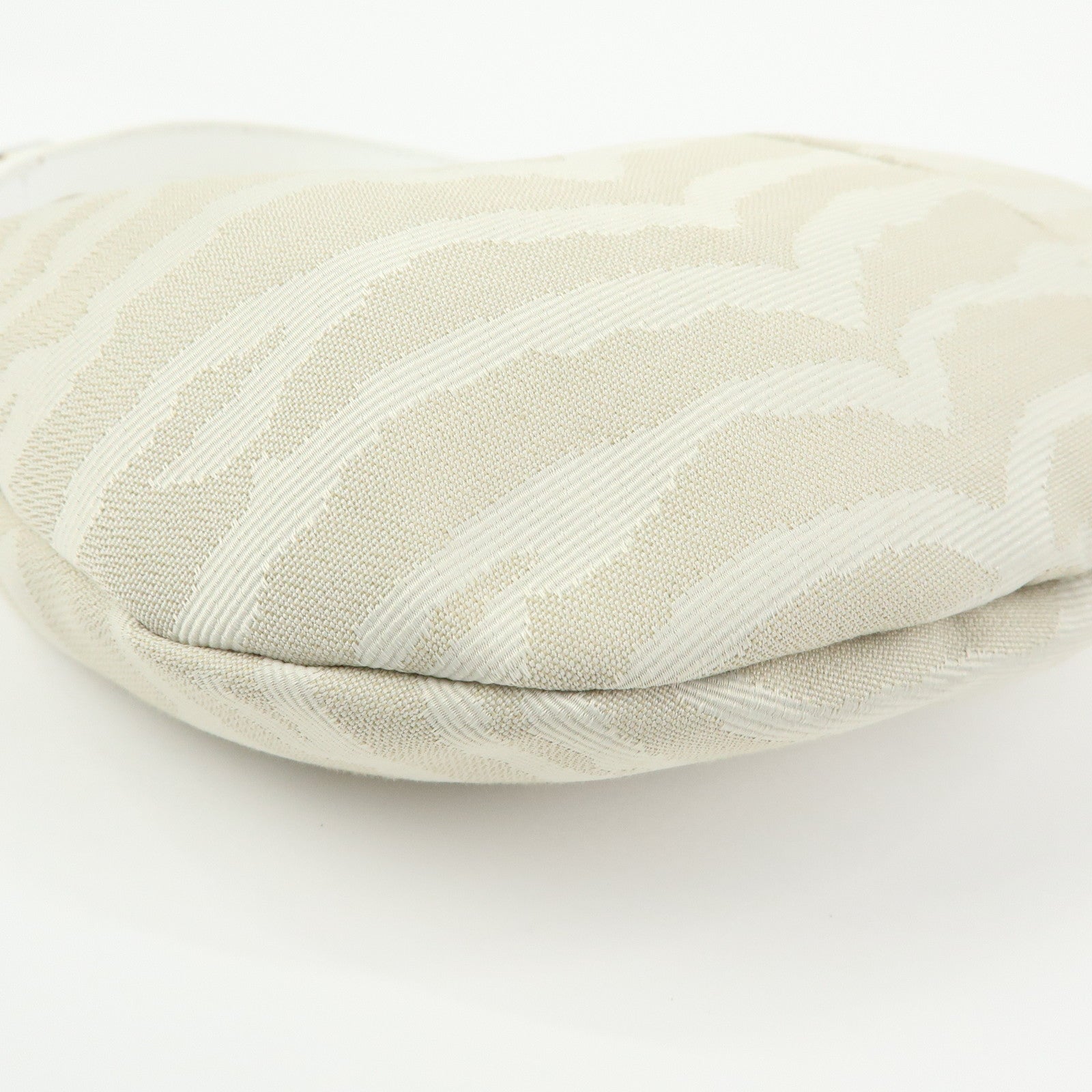 FENDI Canvas Leather Hand Bag Shoulder Bag Light Beige White 8BR391