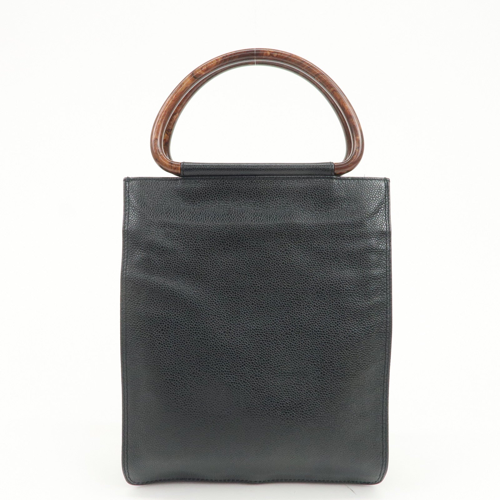 CHANEL COCO Mark Caviarskin Hand Bag Black Brown