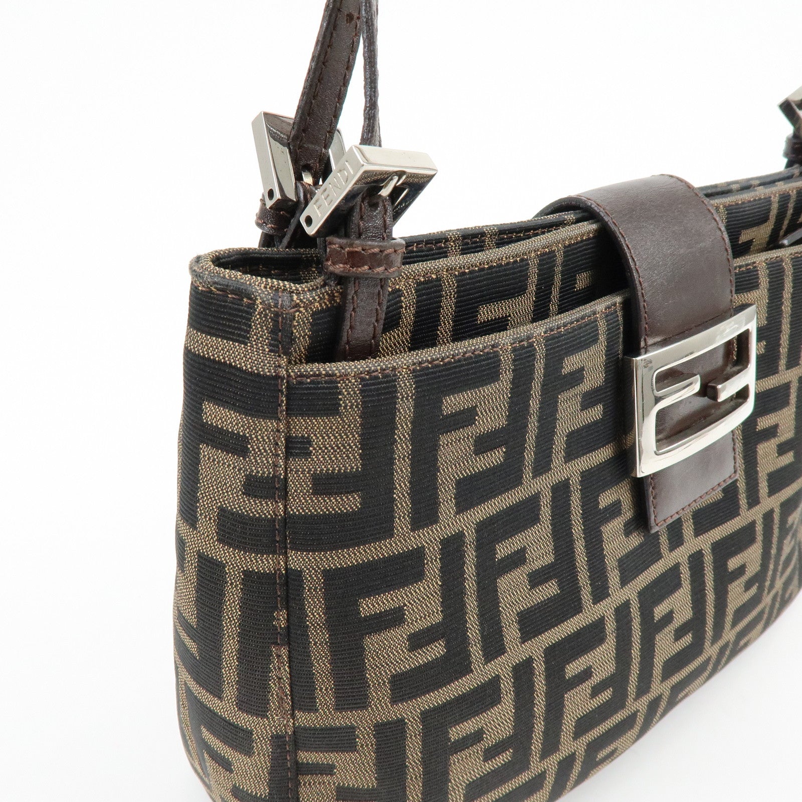 FENDIバッグ FENDI Zucca Canvas Leather Shoulder Bag Hand Bag Brown 26728