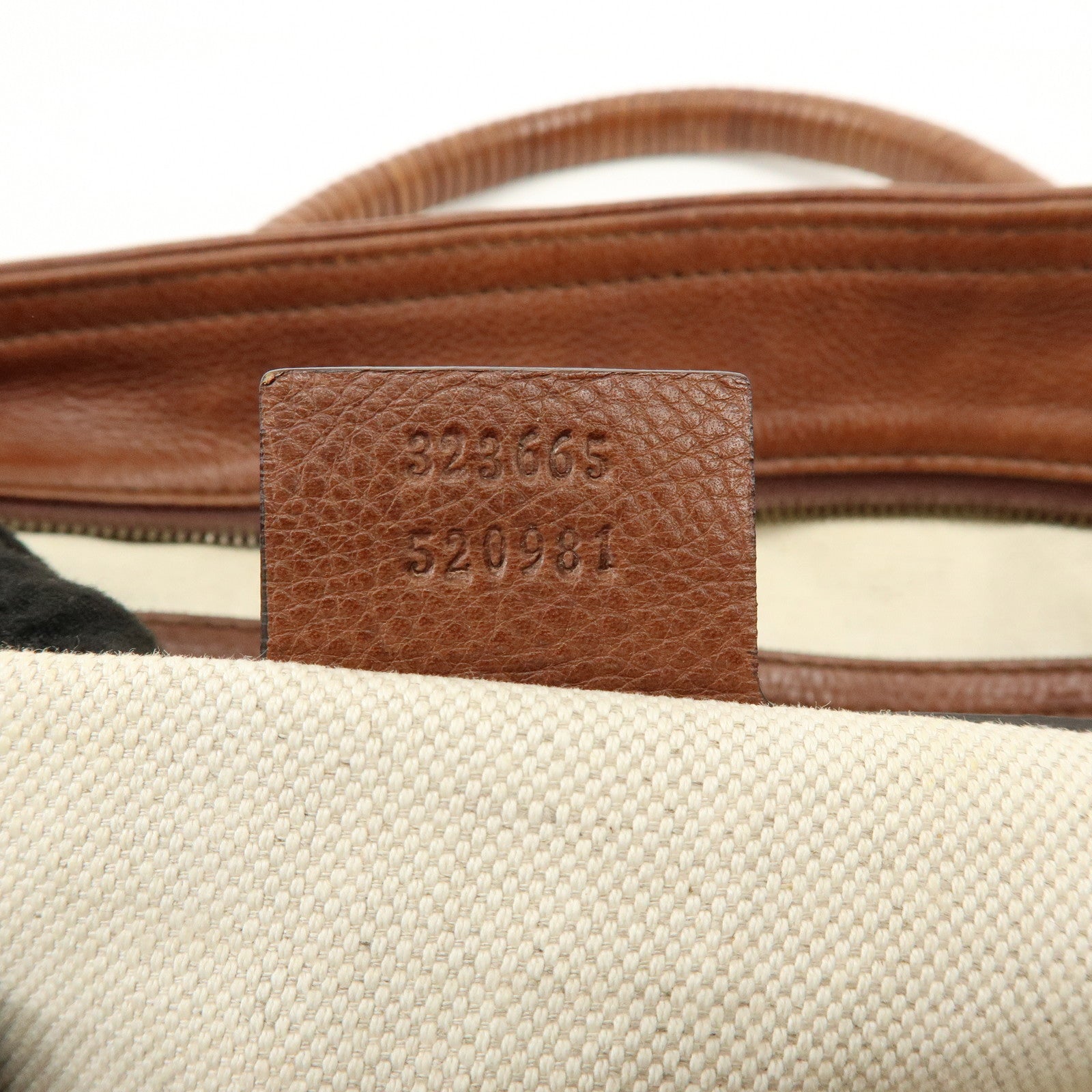 GUCCI GG Canvas Leather Shoulder Bag Tote Bag Beige Brown 323665