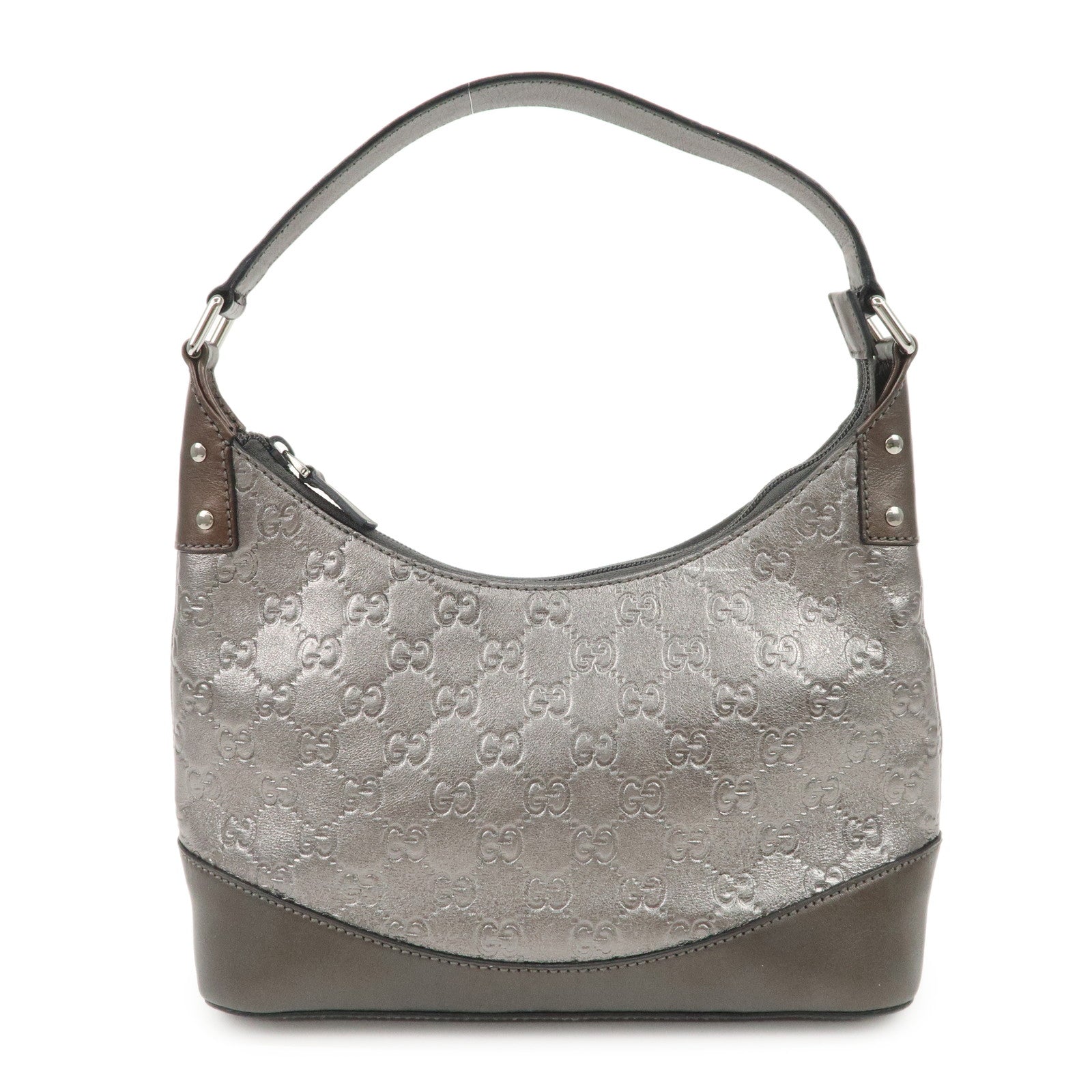 GUCCI Guccissima Leather Shoulder Bag Hand Bag Silver 240020