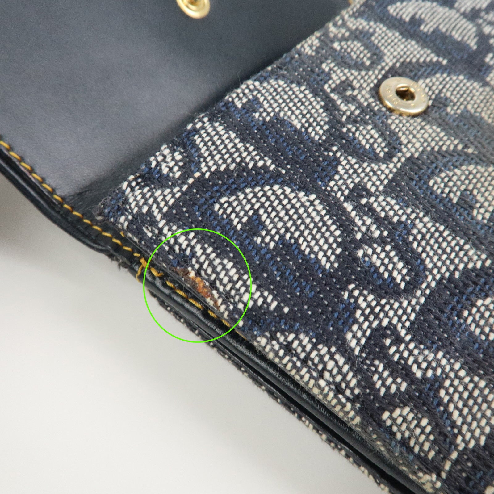 Christian Dior Trotter Saddle Canvas Leather Compact Wallet Navy