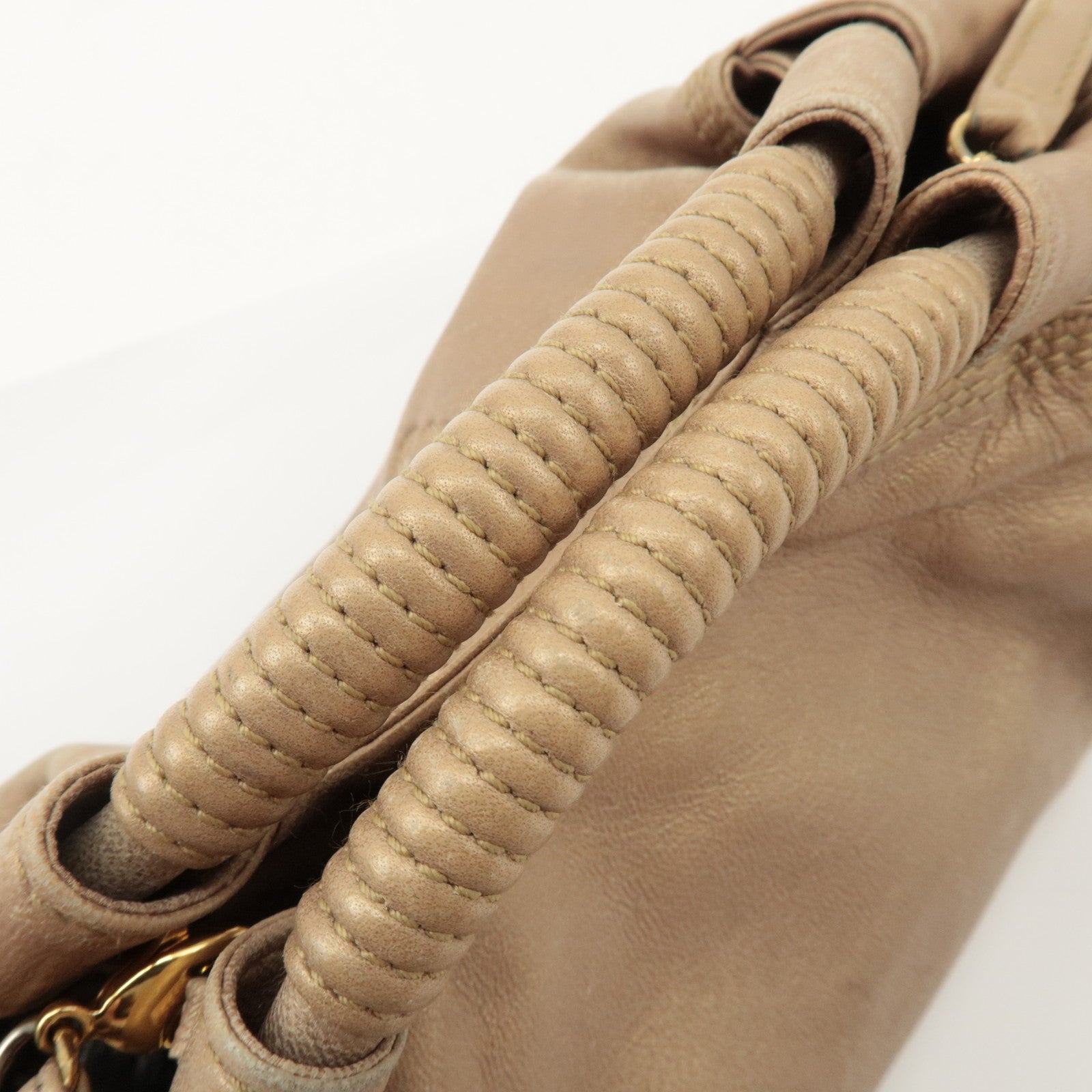 LOEWE Anagram Leather Mini Nappa Aire Hand Bag Tote Bag Gold Used