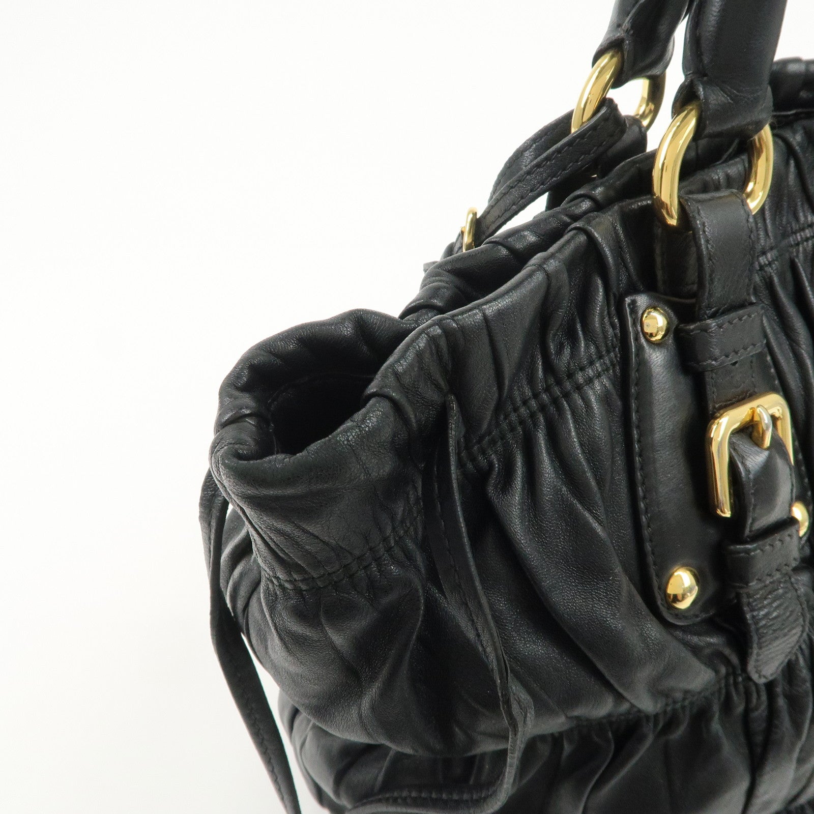 PRADA Leather 2WAY Bag Hand Bag Shoulder Bag Black BN1788