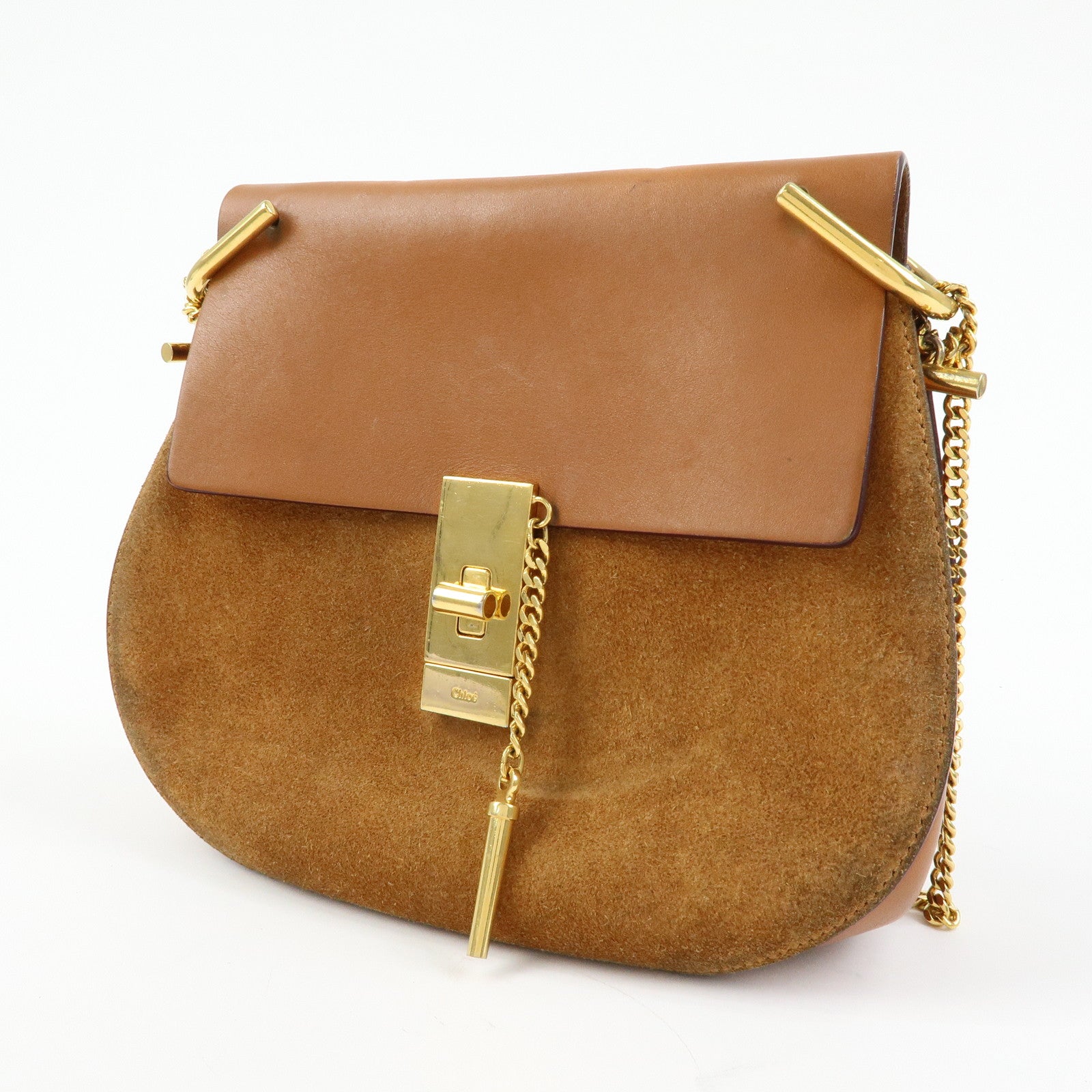 Chloe Drew Leather Suede Shoulder Bag Crossbody Bag Brown
