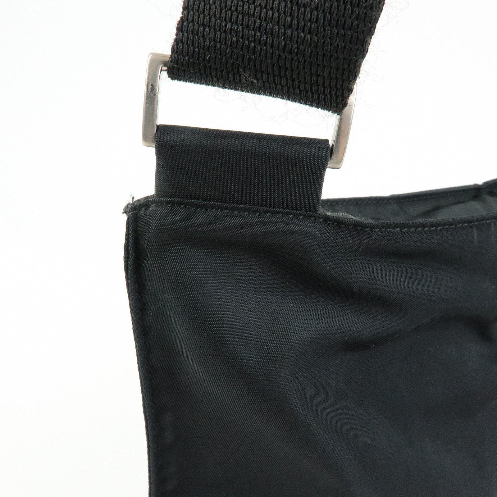 PRADA Triangle Logo Nylon Shoulder Bag Crossbody Bag Black BT0420