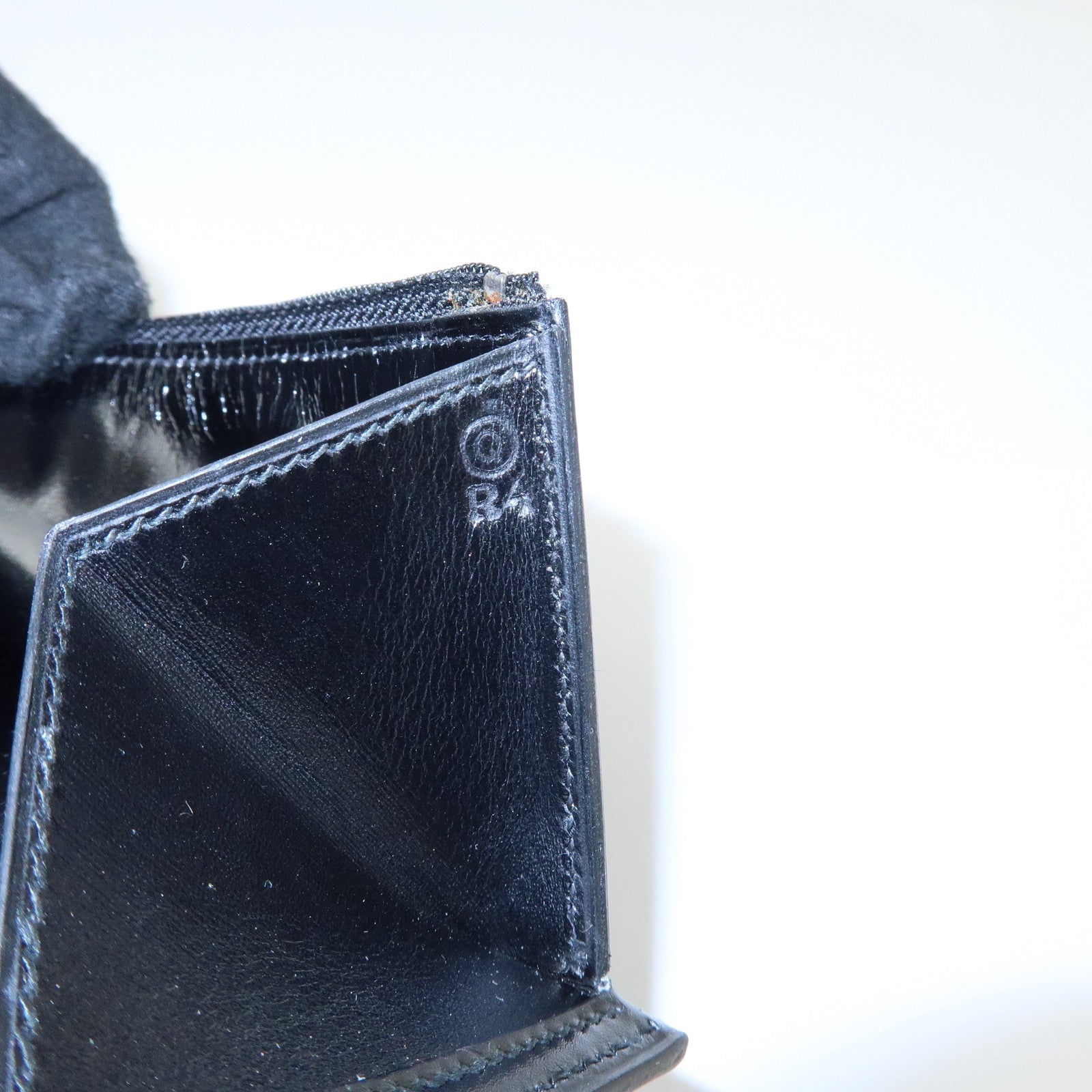 HERMES Bearn Box Calf Bi-fold Long Wallet 〇QStamped Black Gold