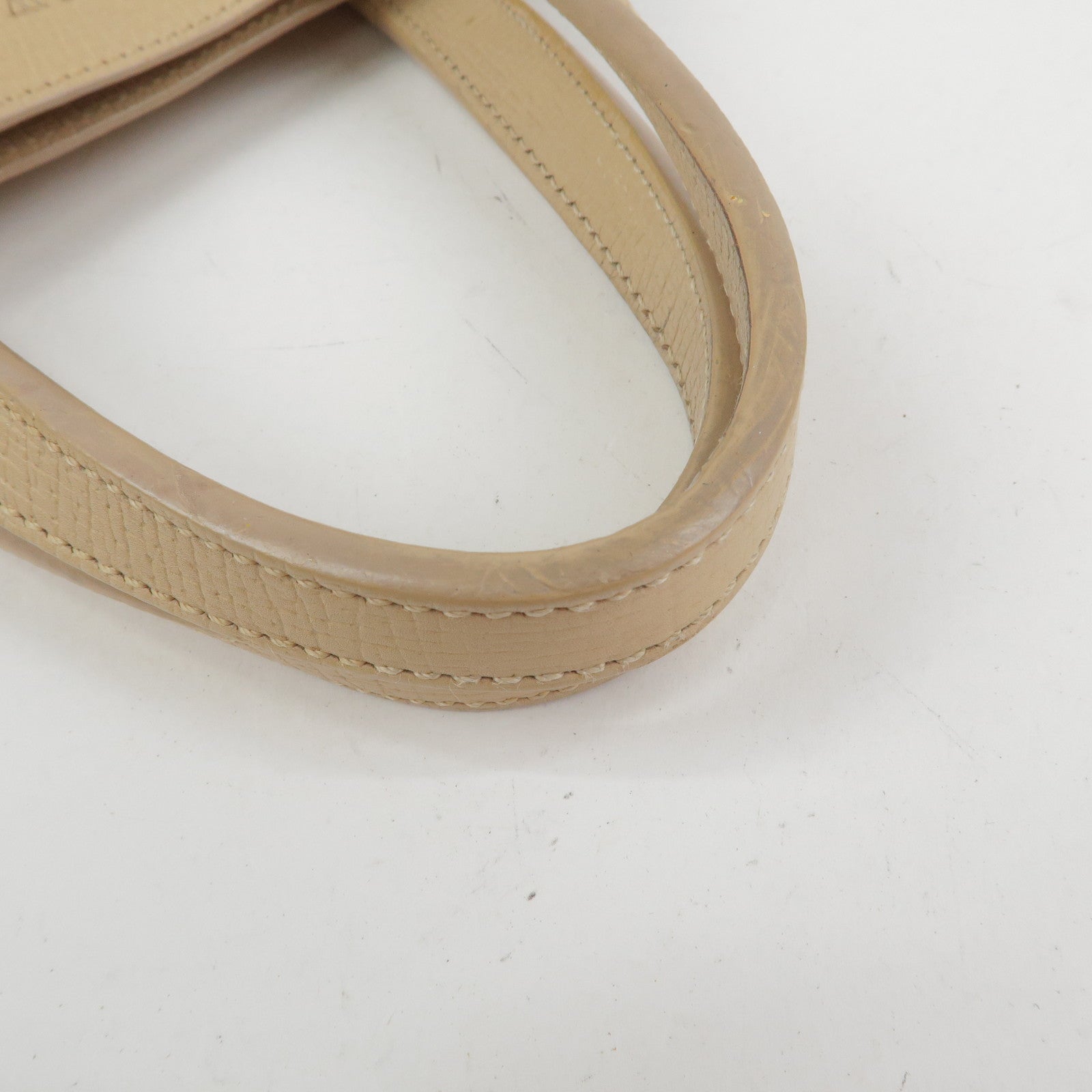 LOEWE Anagram Embossed Leather Tote Bag Hand Bag Beige