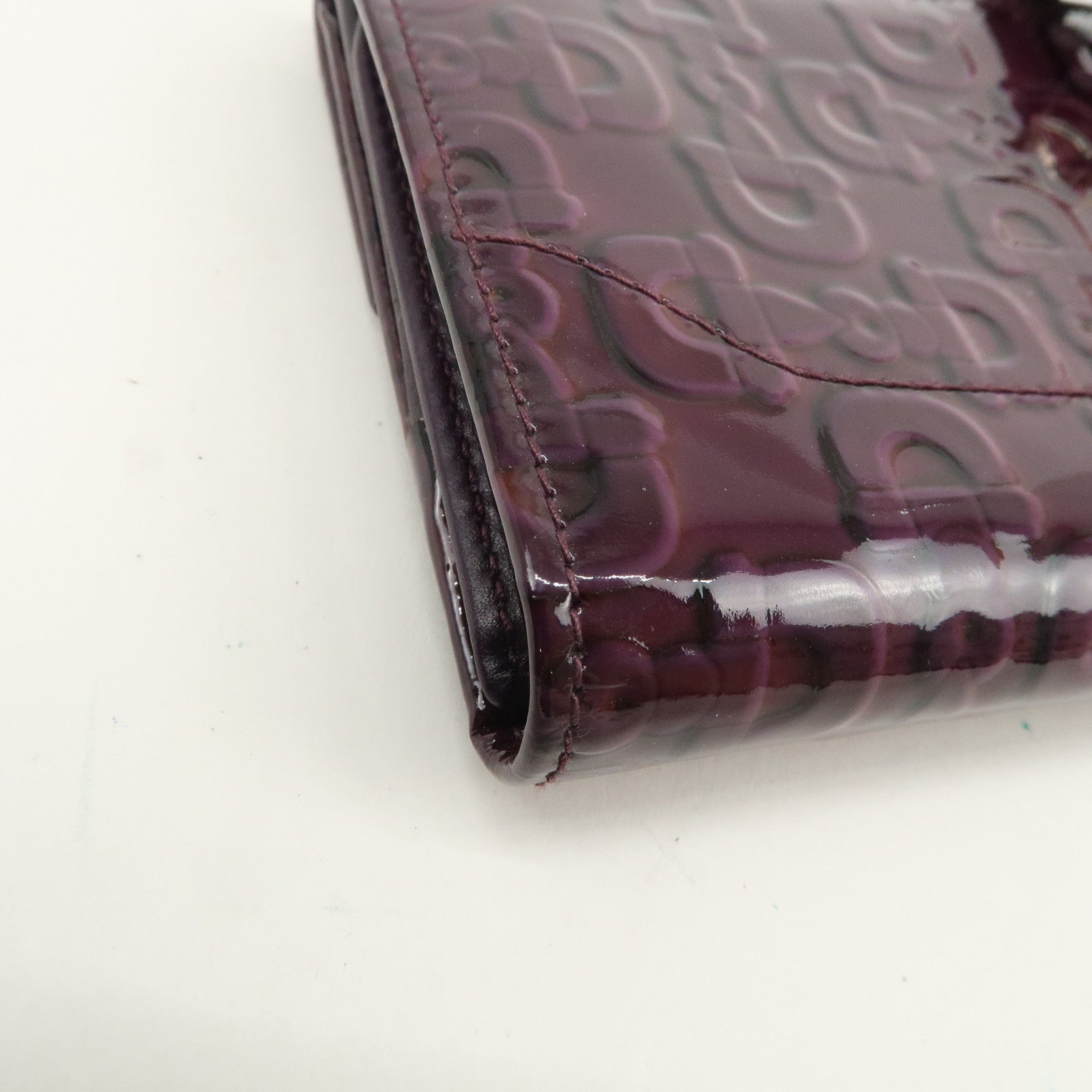 GUCCI New Jackie Logo Patent Leather Long Flap Wallet Purple 141430