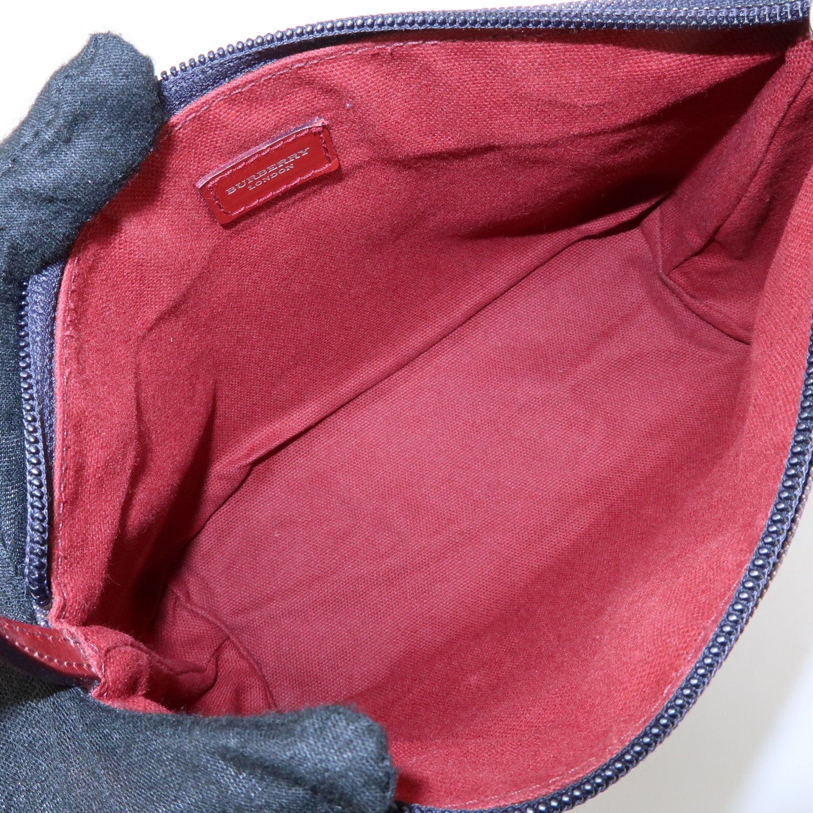 BURBERRY Denim Patent Leather Shoulder Bag Hand Bag Black Bordeaux
