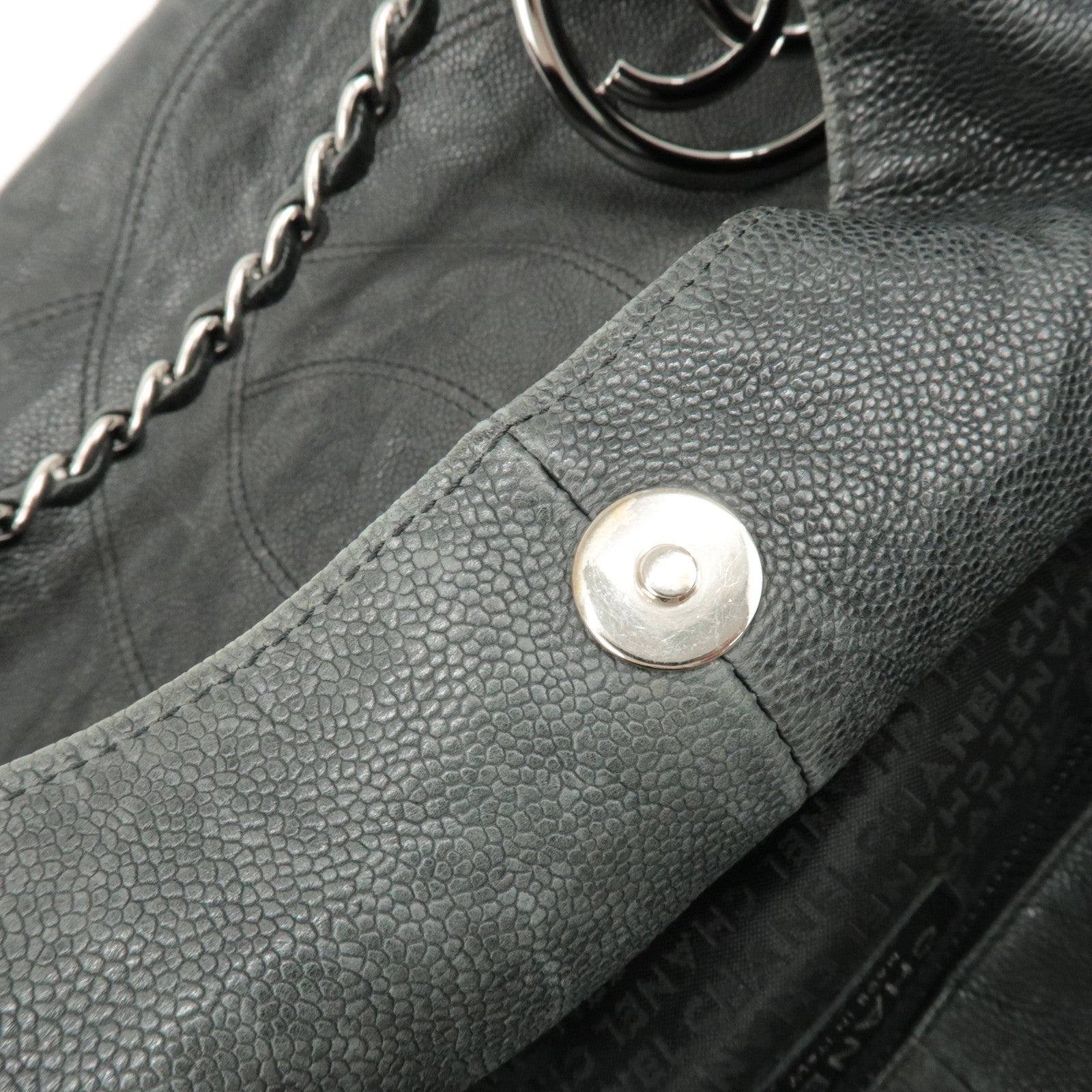 CHANEL COCO Cabus GM Caviarskin Chain Shoulder Bag Black A33450 Used