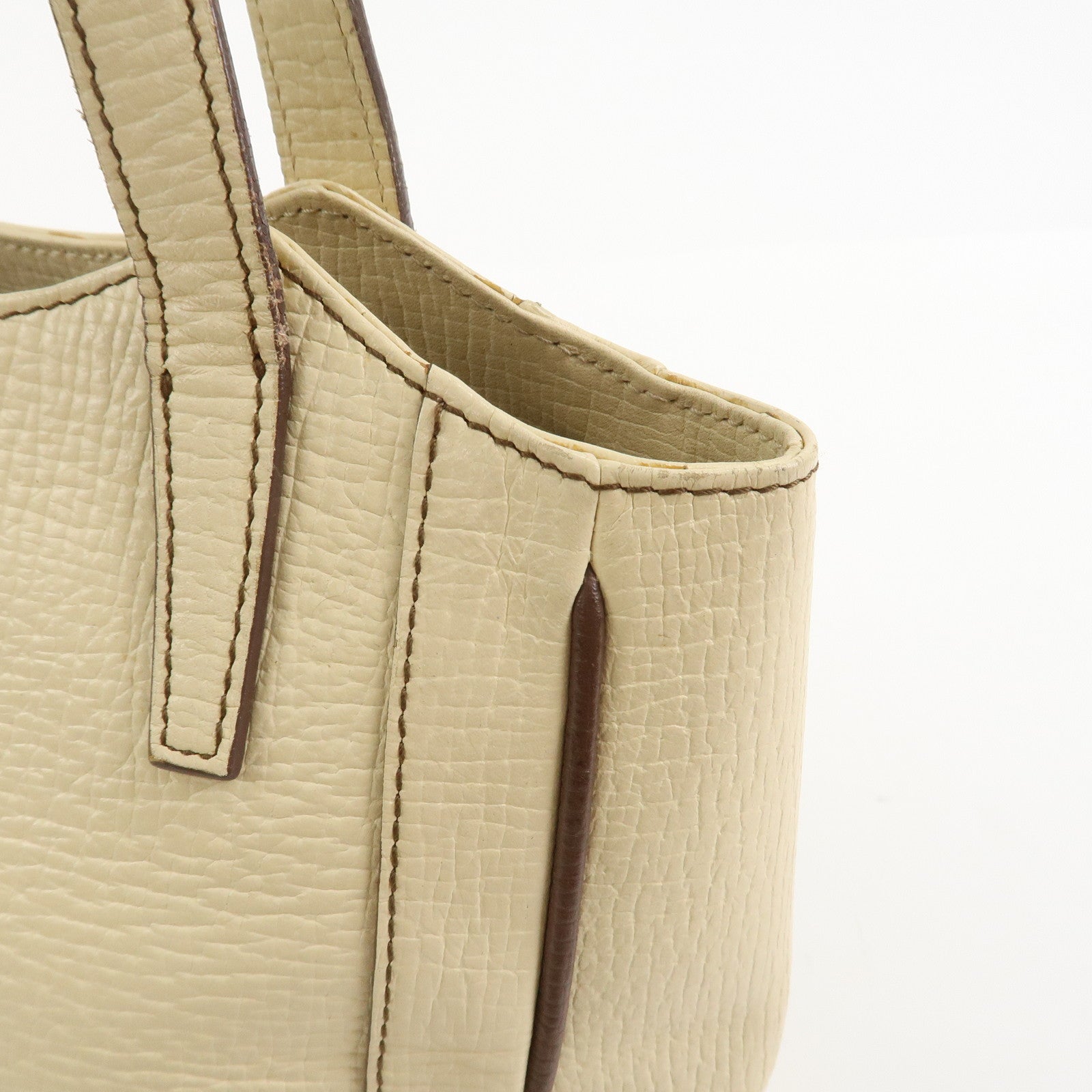 LOEWE Logo Leather Hand Bag Ivory