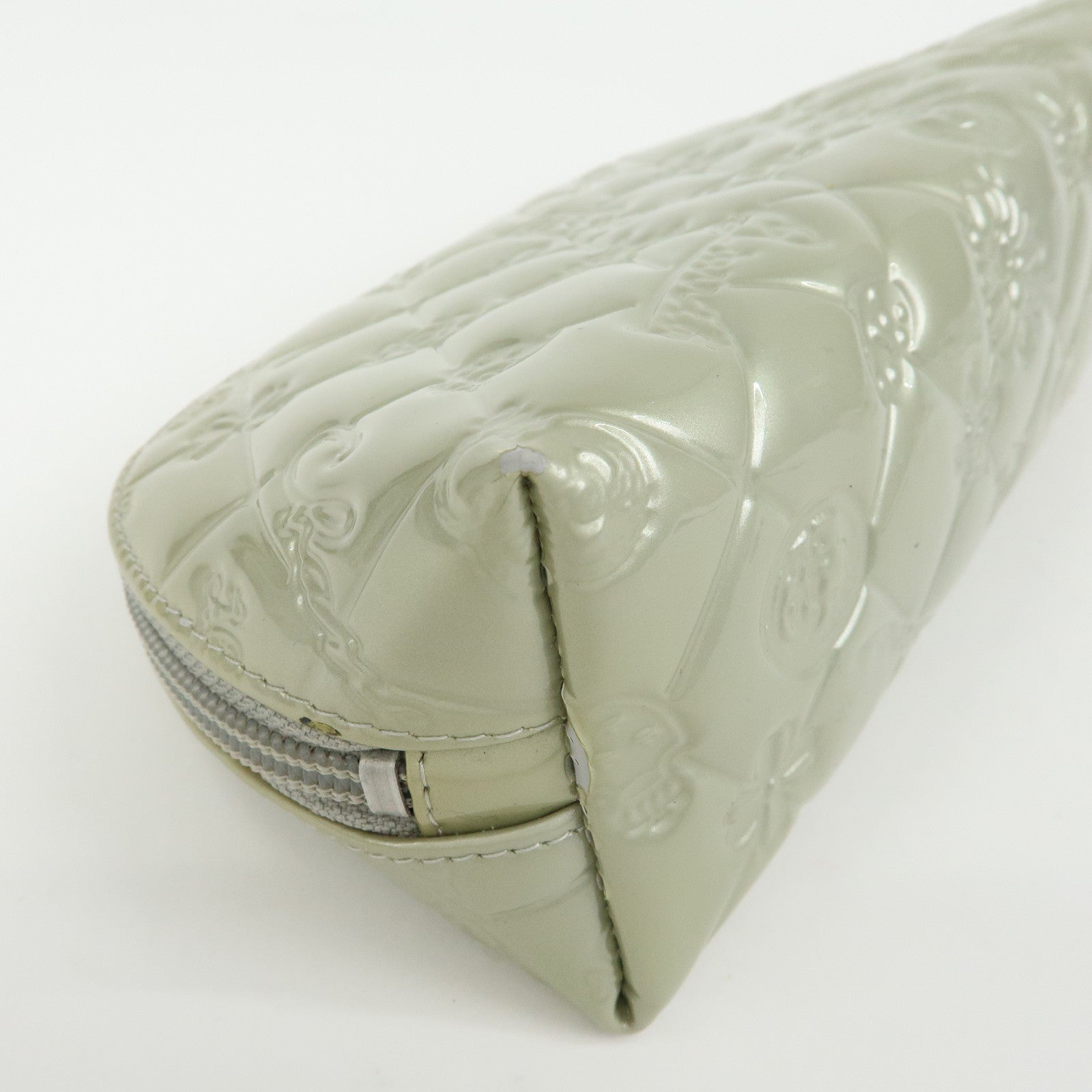CHANEL Icon Line Patent Leather Cosmetic Pouch Champaign Gold