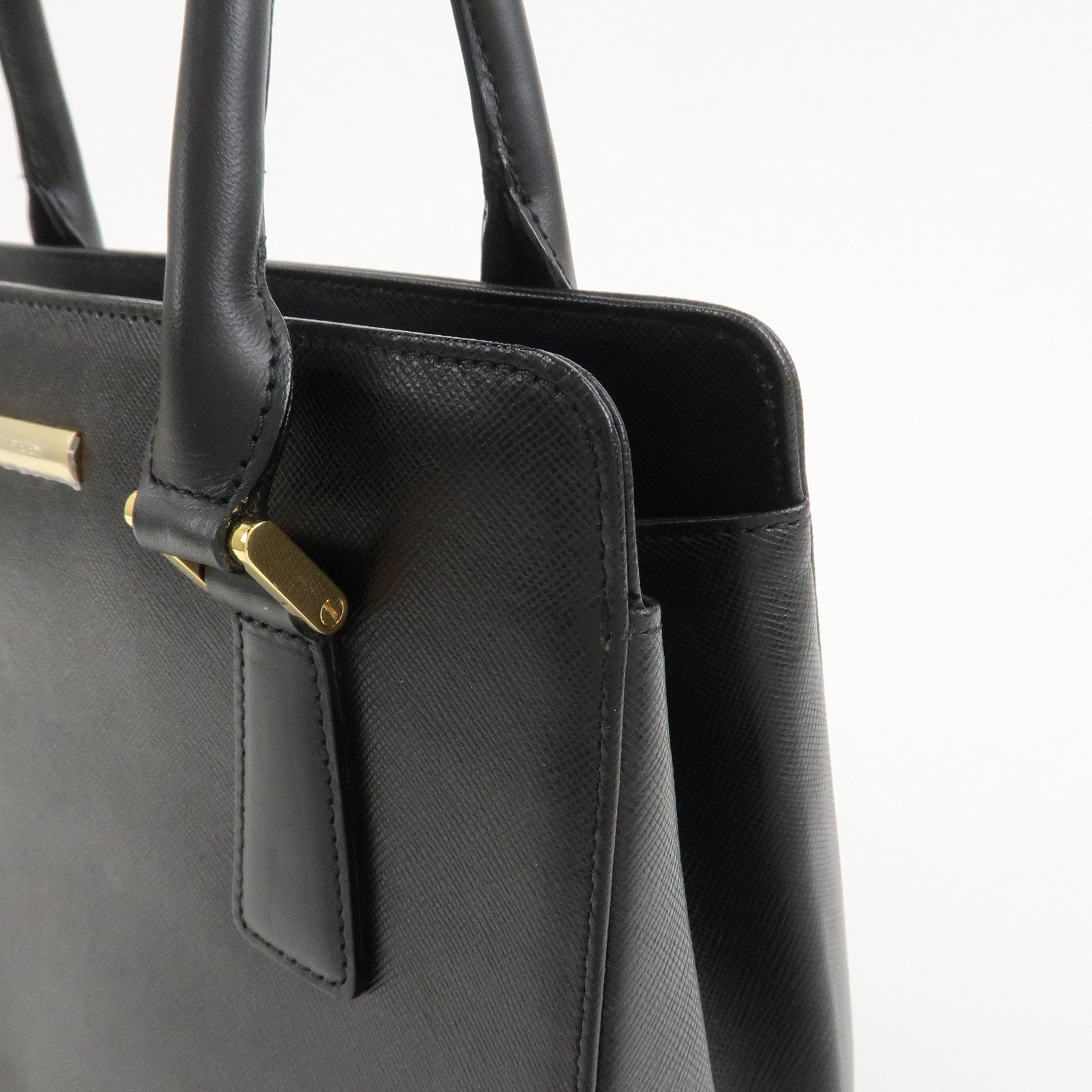 BURBERRY Logo Leather Hand Bag Black