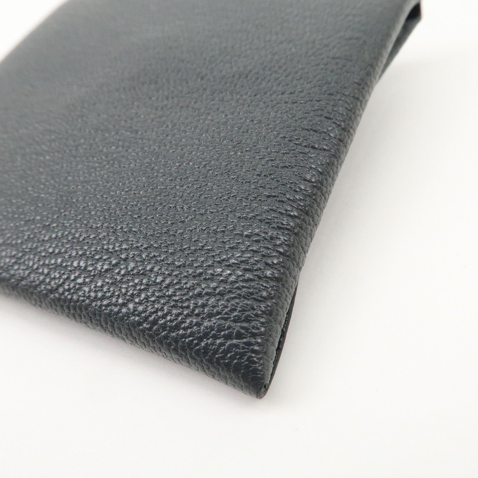 HERMES Bastia Chevre Leather Coin Case Wallet W Stamped Gray