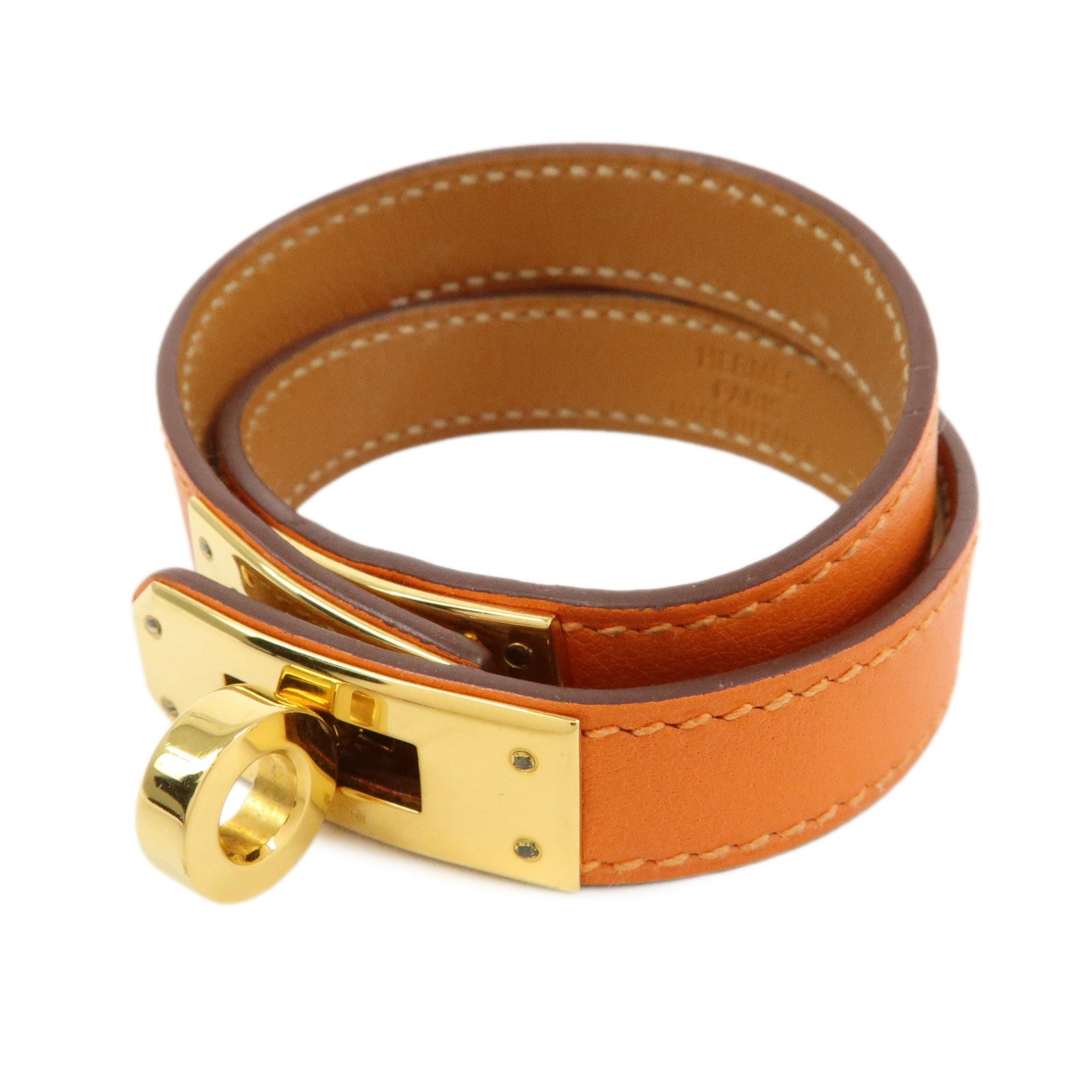 HERMES Mini Kelly Double Tour Leather Bracelet ▢P Stamped Size S