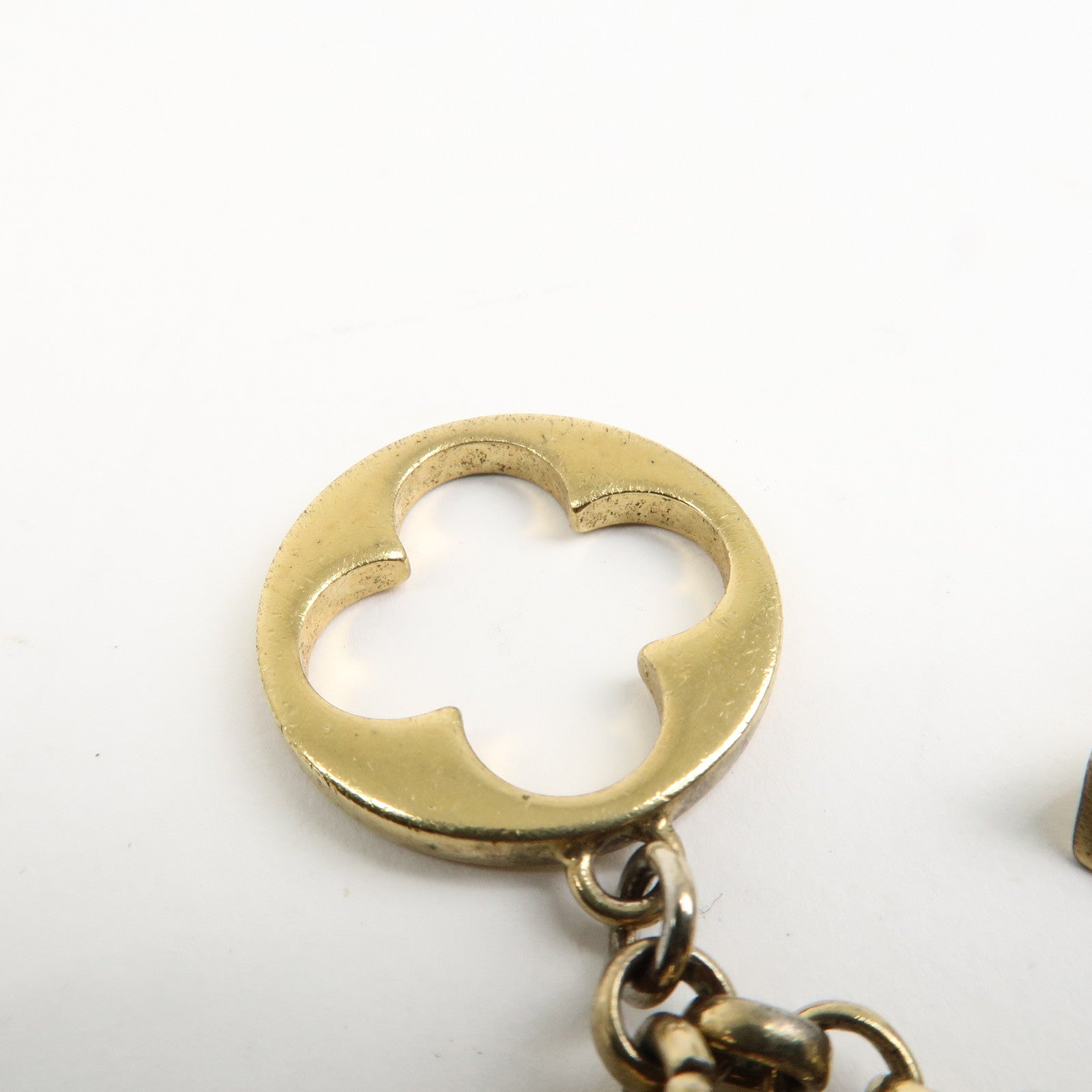 Louis Vuitton Fleur de Monogram Bag Charm Key Chain Gold M65111 Used