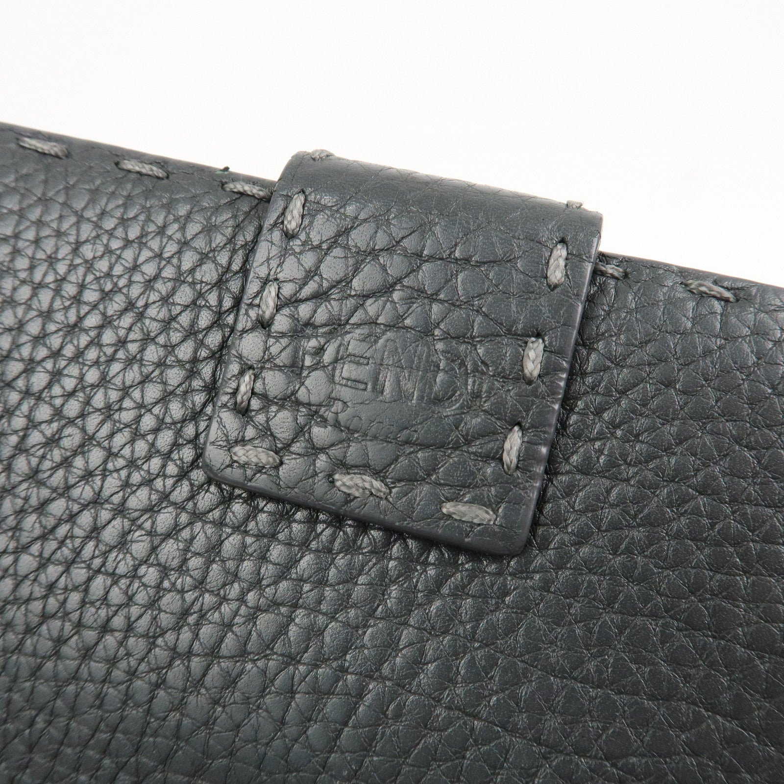 FENDI Seleria Leather Peekaboo Long Wallet Gray 8M0308
