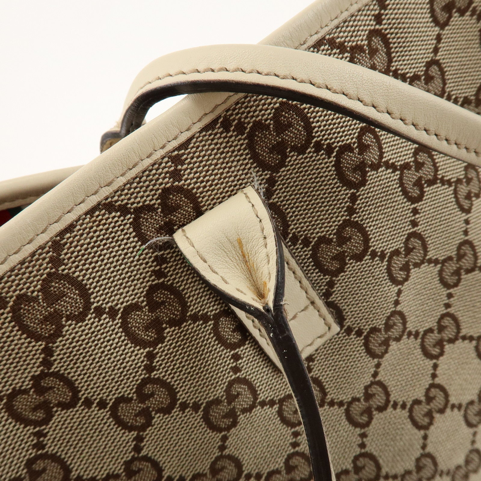 GUCCI New Britt GG Canvas Leather Tote Bag Beige White 169945