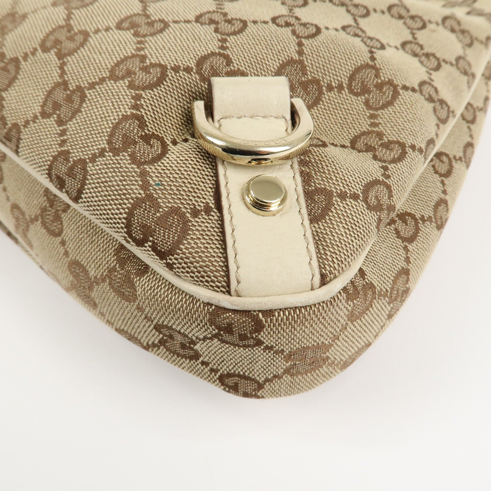 GUCCI Abbey GG Canvas Leather Shoulder Bag Beige Ivory 130738 Used