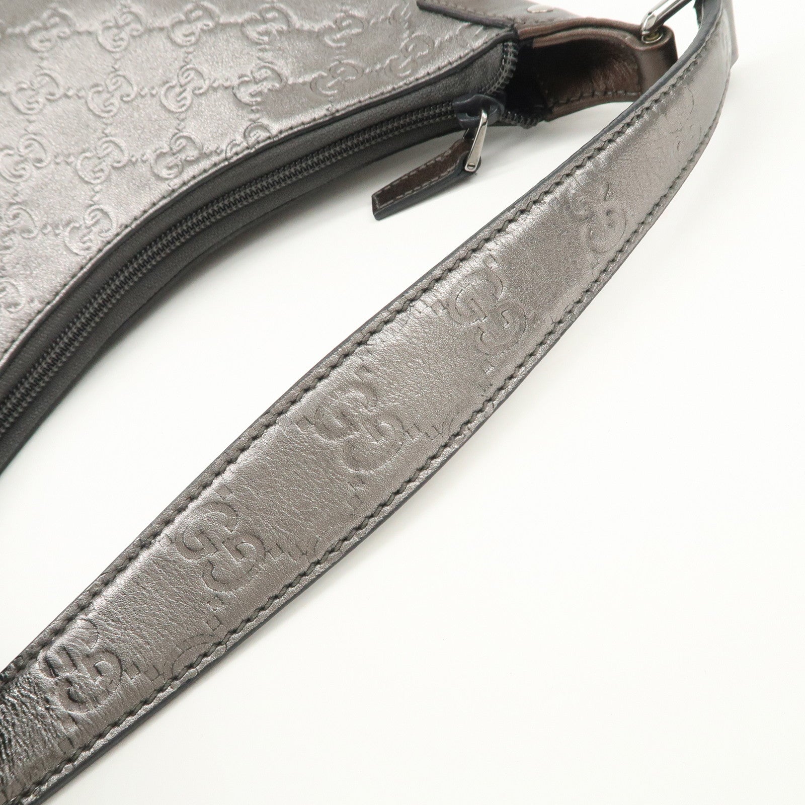 GUCCI Guccissima Leather Shoulder Bag Hand Bag Silver 240020