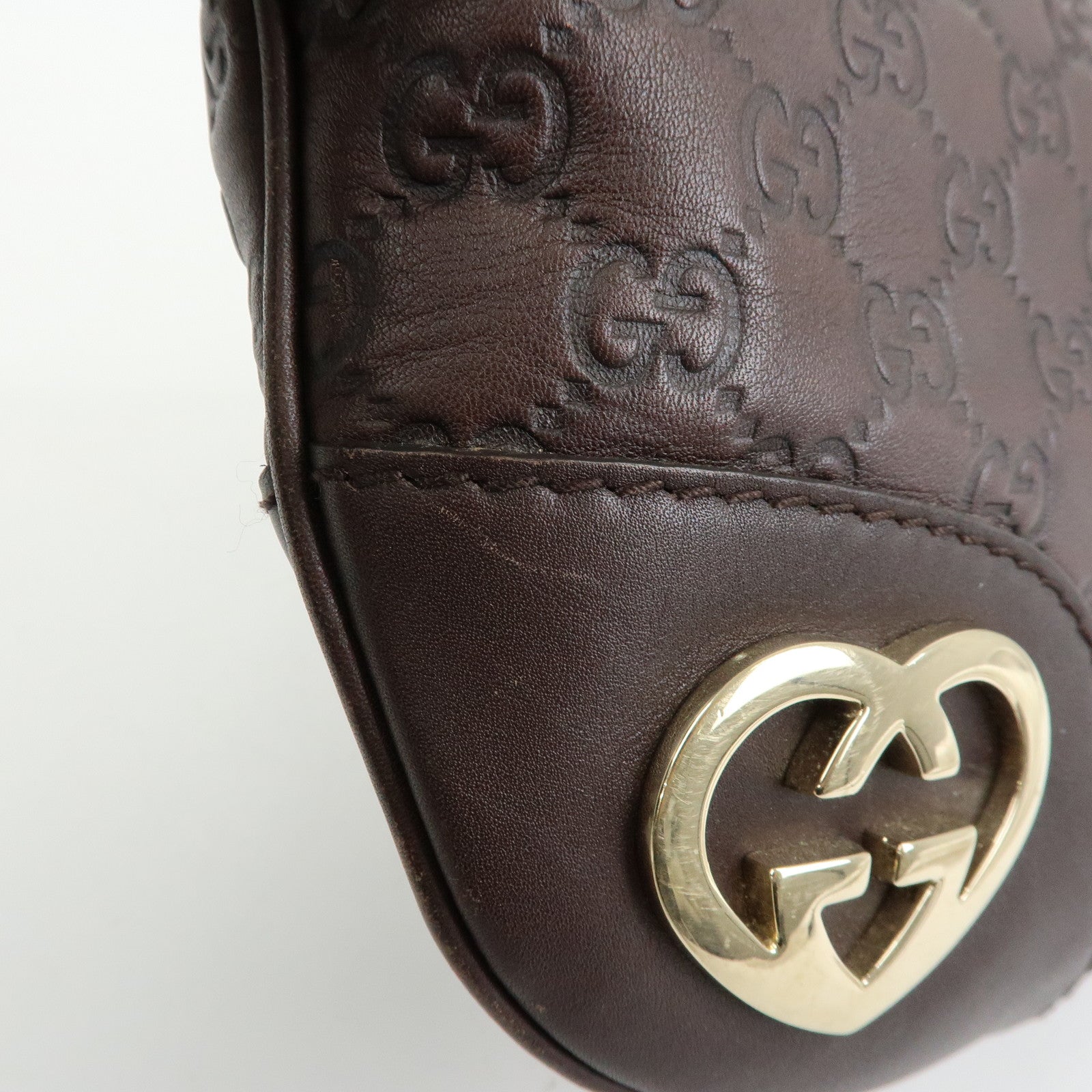 GUCCI Lovely Heart Guccissima Leather Shoulder Bag Brown 257072