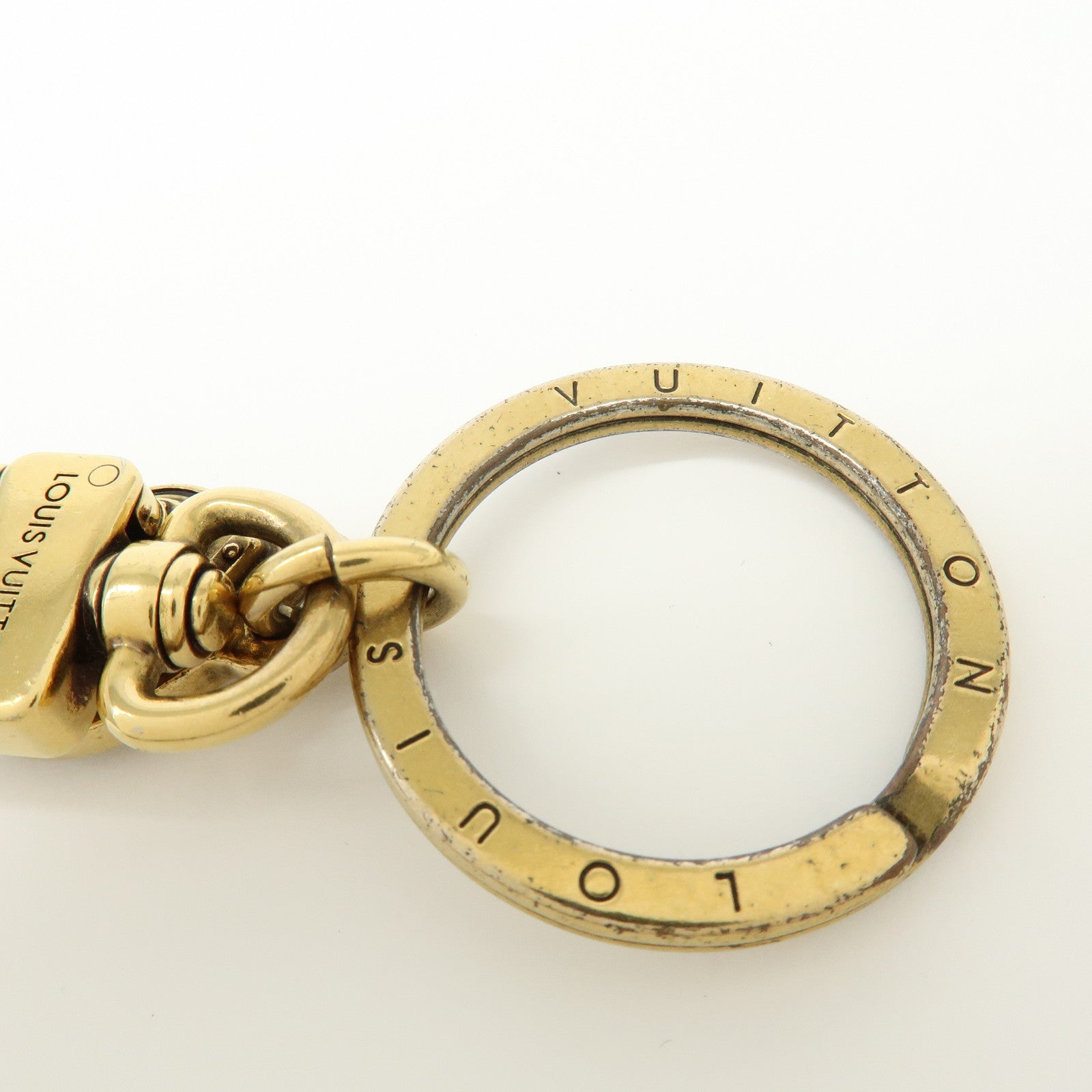 Louis Vuitton LV Lovers Studs Metal Bag Charm Key Chain Gold M01755