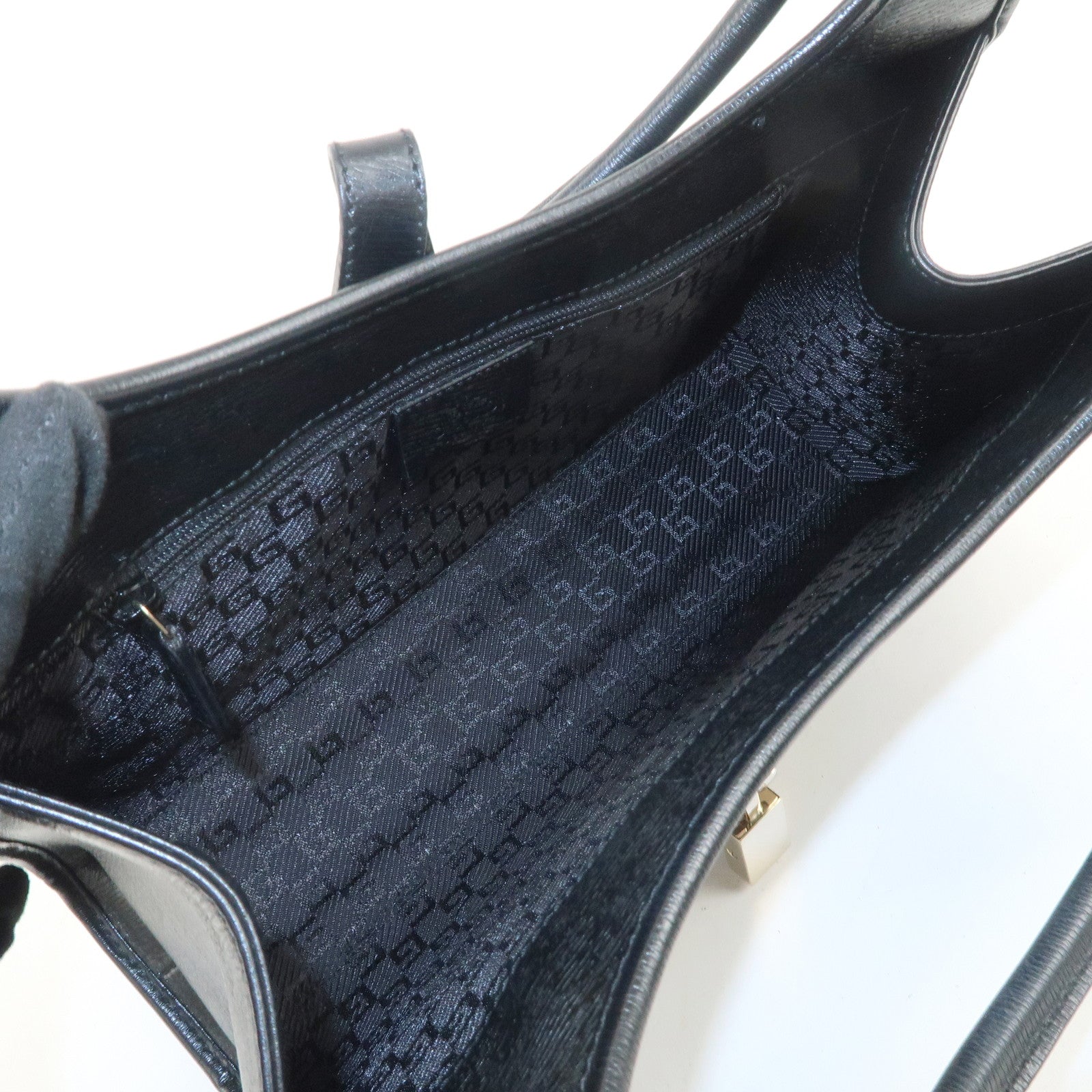 GUCCI Jackie Leather Hand Bag Black 01721