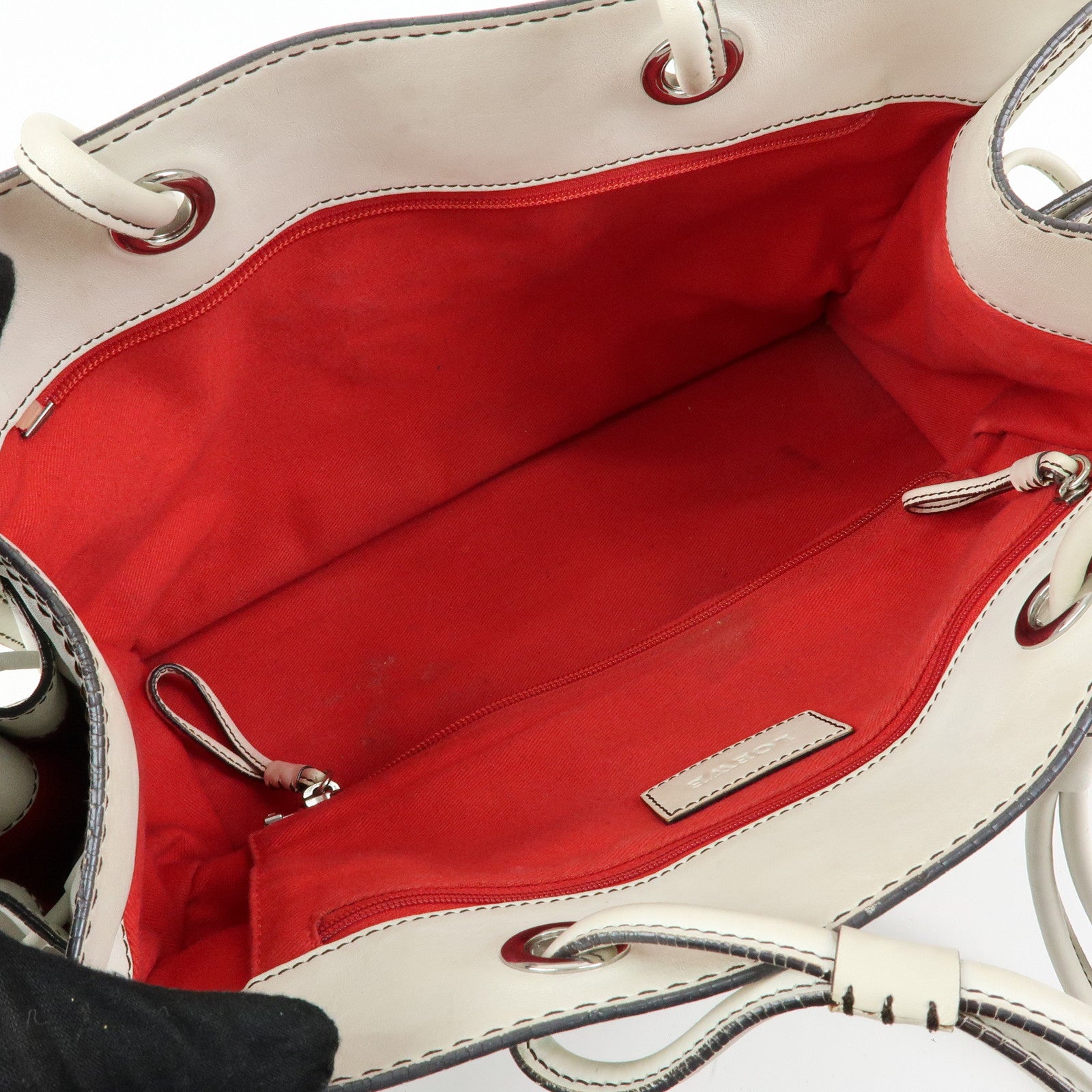 LOEWE Anagram Shopper Tote Leather Tote Bag Shoulder Bag White