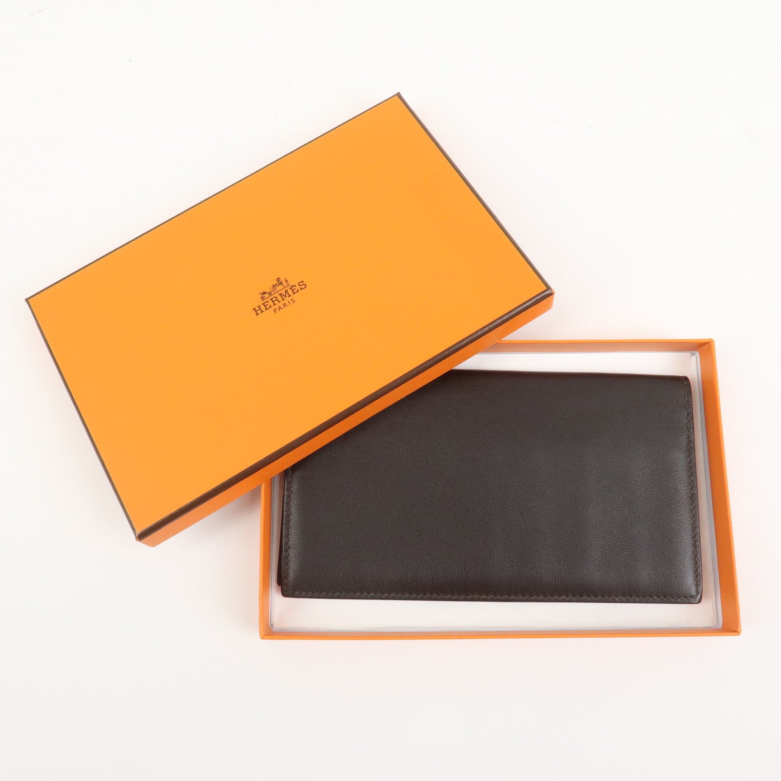 HERMES MC2 Fleming Veau Swift Long Wallet Dark Brown