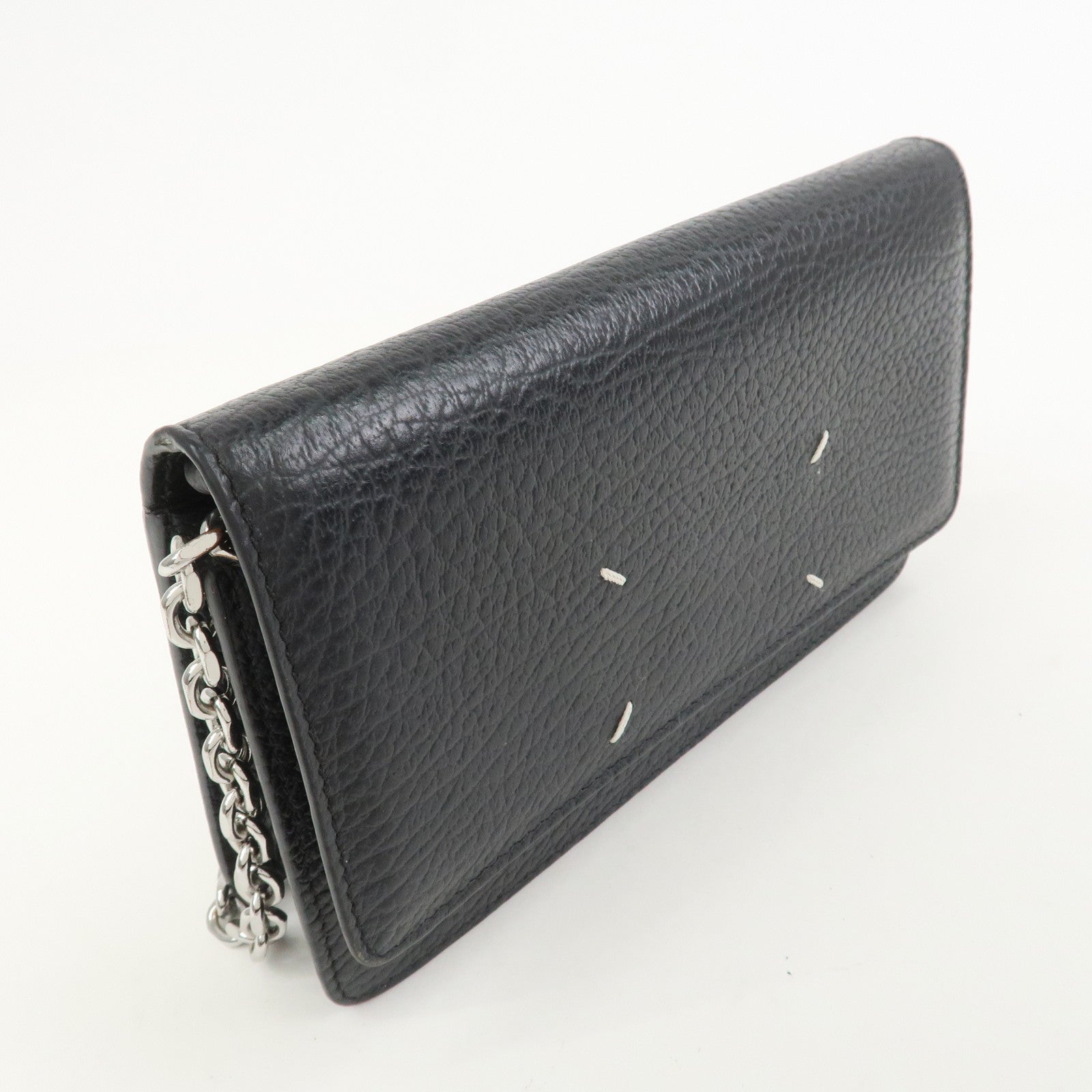 Maison Margiela Leather Shoulder Bag 4 Stitches Chain Wallet Black