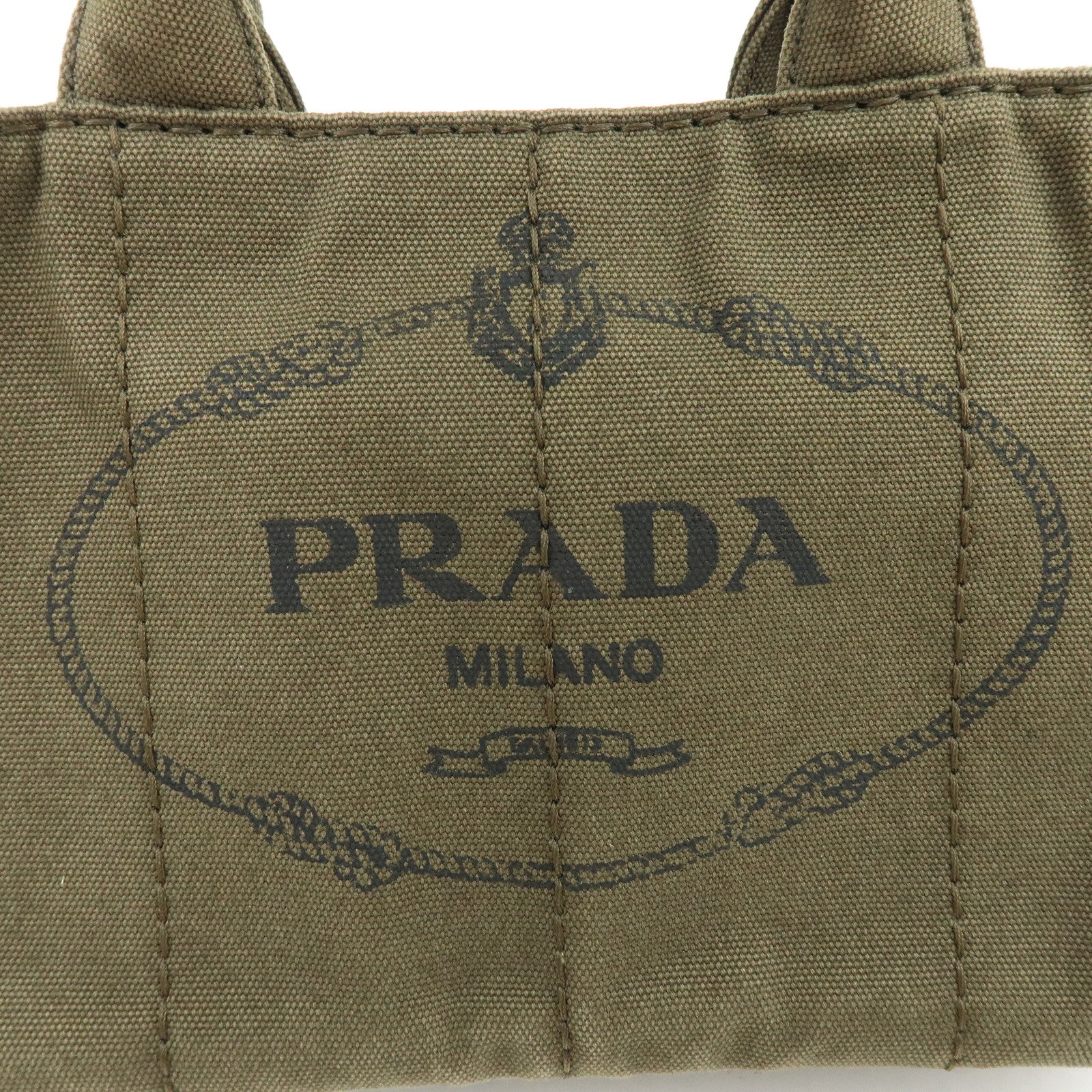 PRADA Triangle Log Canapa Mini 2Way Hand Shoulder Bag Khaki B2439G