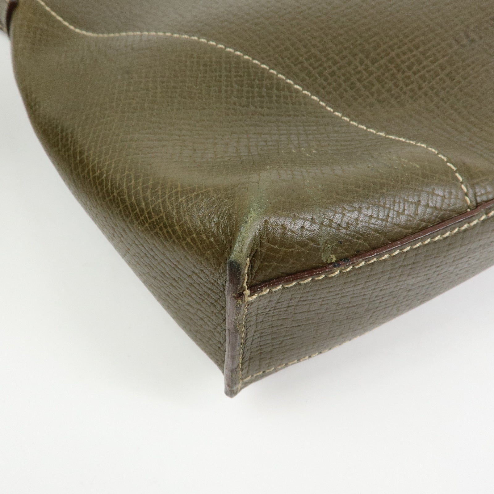 LOEWE Logo Leather Shoulder Bag Crossbody Bag Khaki Green
