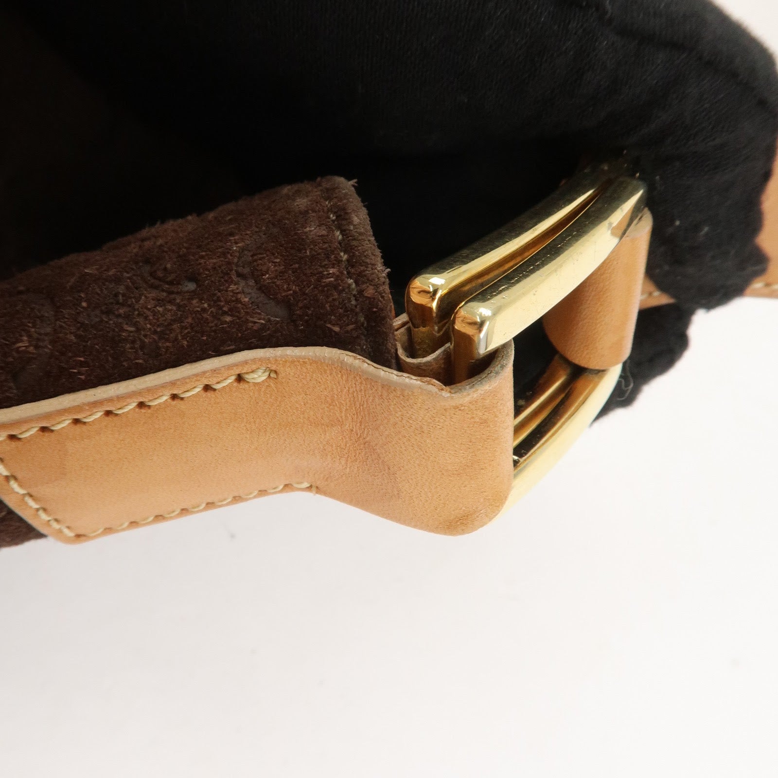 CELINE C Macadam Suede Leather Shoulder Bag Brown