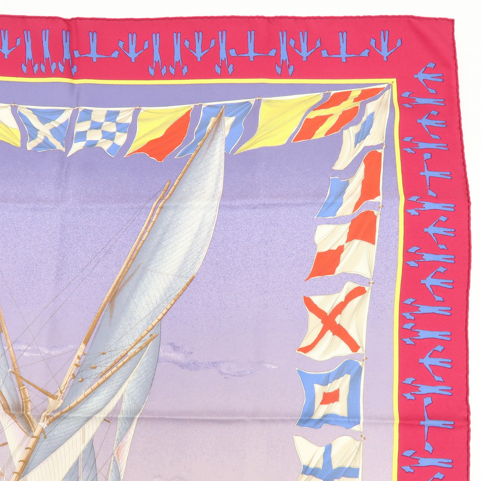 HERMES Carre 90 Silk 100% EN COURSE Scarf Purple