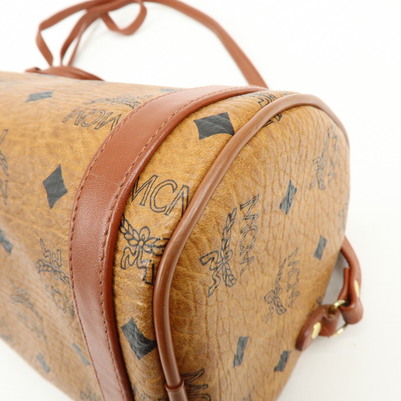 MCM Visetos Logogram Leather Shoulder Bag Crossbody Bag Brown