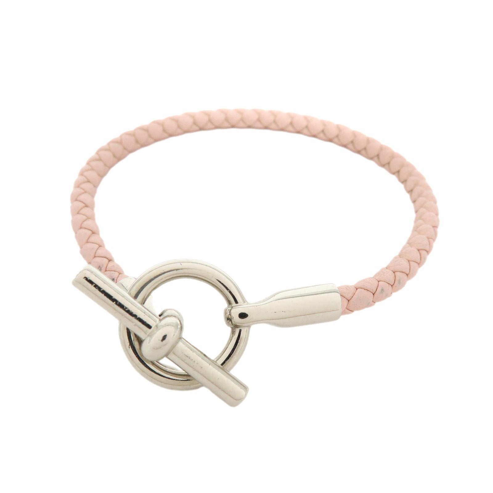 HERMES Glenan H Tresse en Veau Swift Leather Bracelet Light Pink
