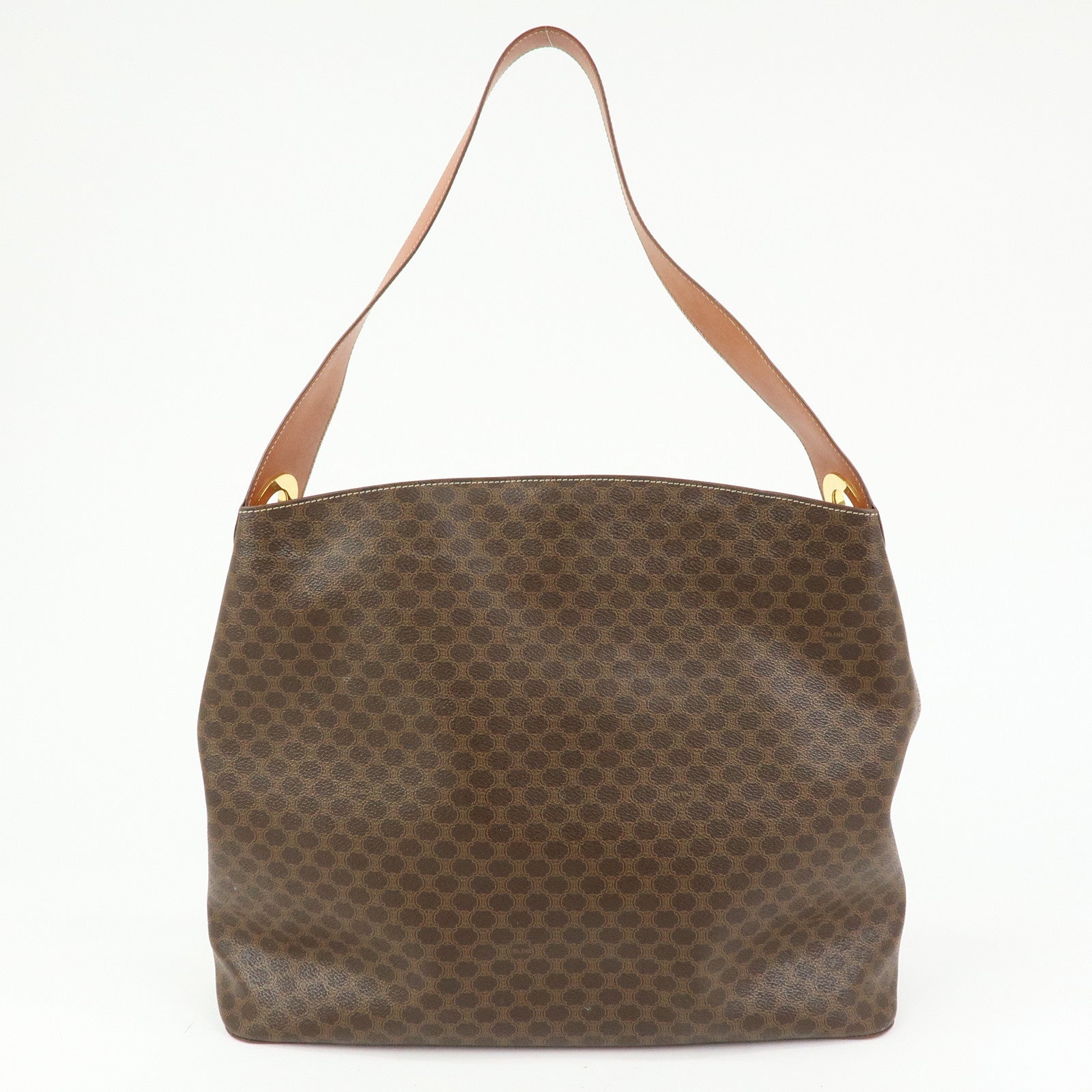 CELINE Macadam PVC Canvas Shoulder Bag Hand Bag Brown