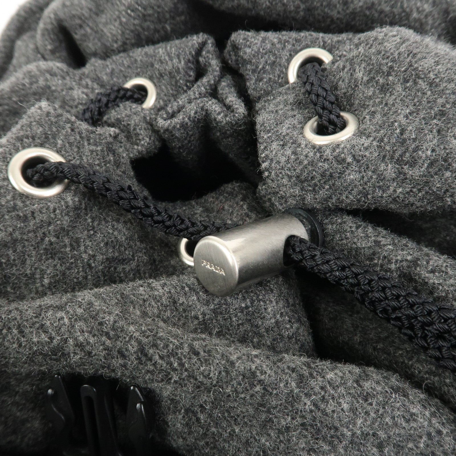 PRADA Triangle Logo Wool Canvas Backpack Rucksack Gray V203R