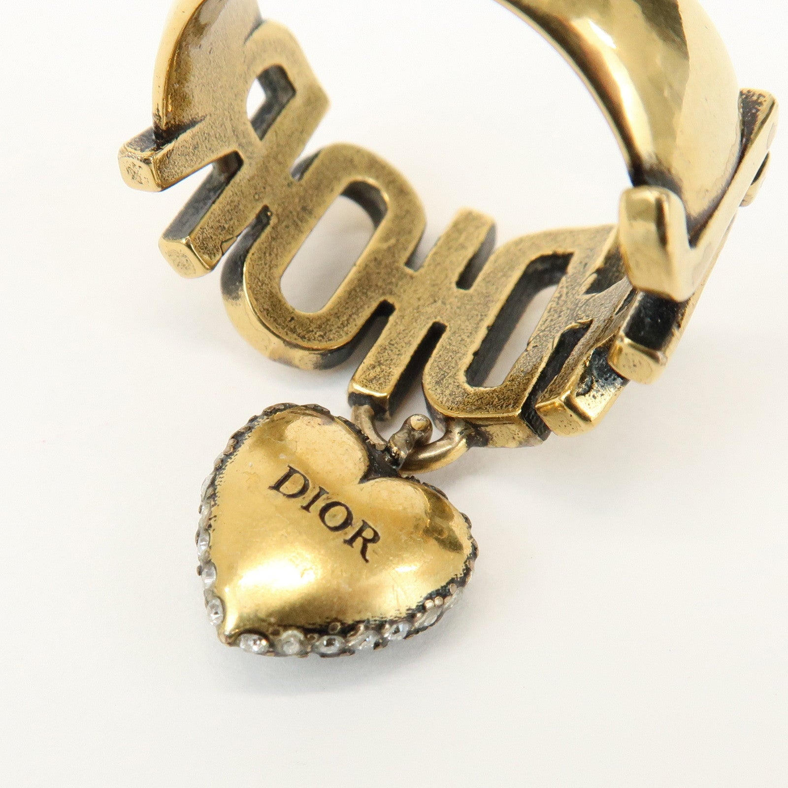 Christian Dior J'ADIOR Metal Rhinestone Star Heart Ring M Gold