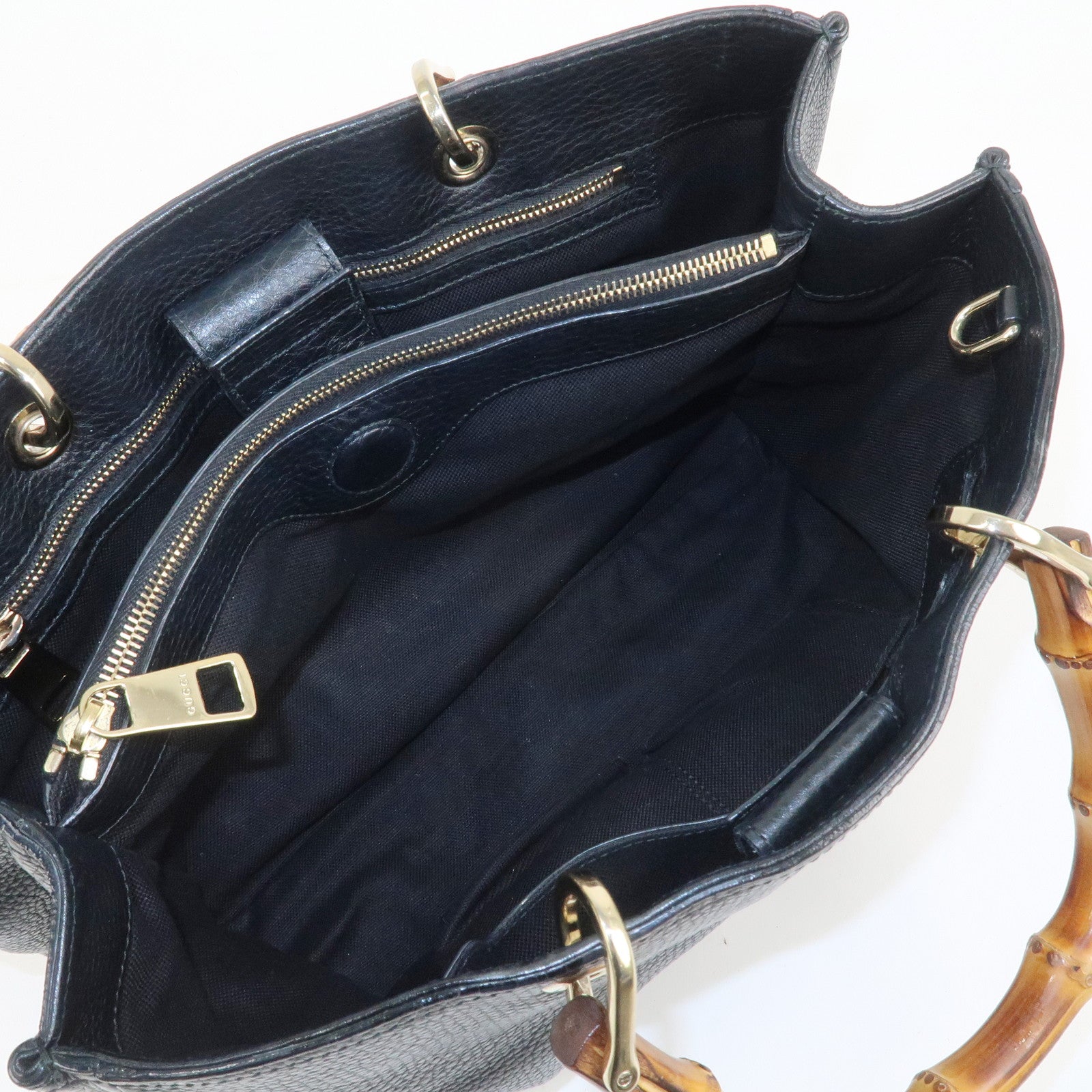 GUCCI Bamboo Shopper Medium 2Way Bag Shoulder Bag Black 323660