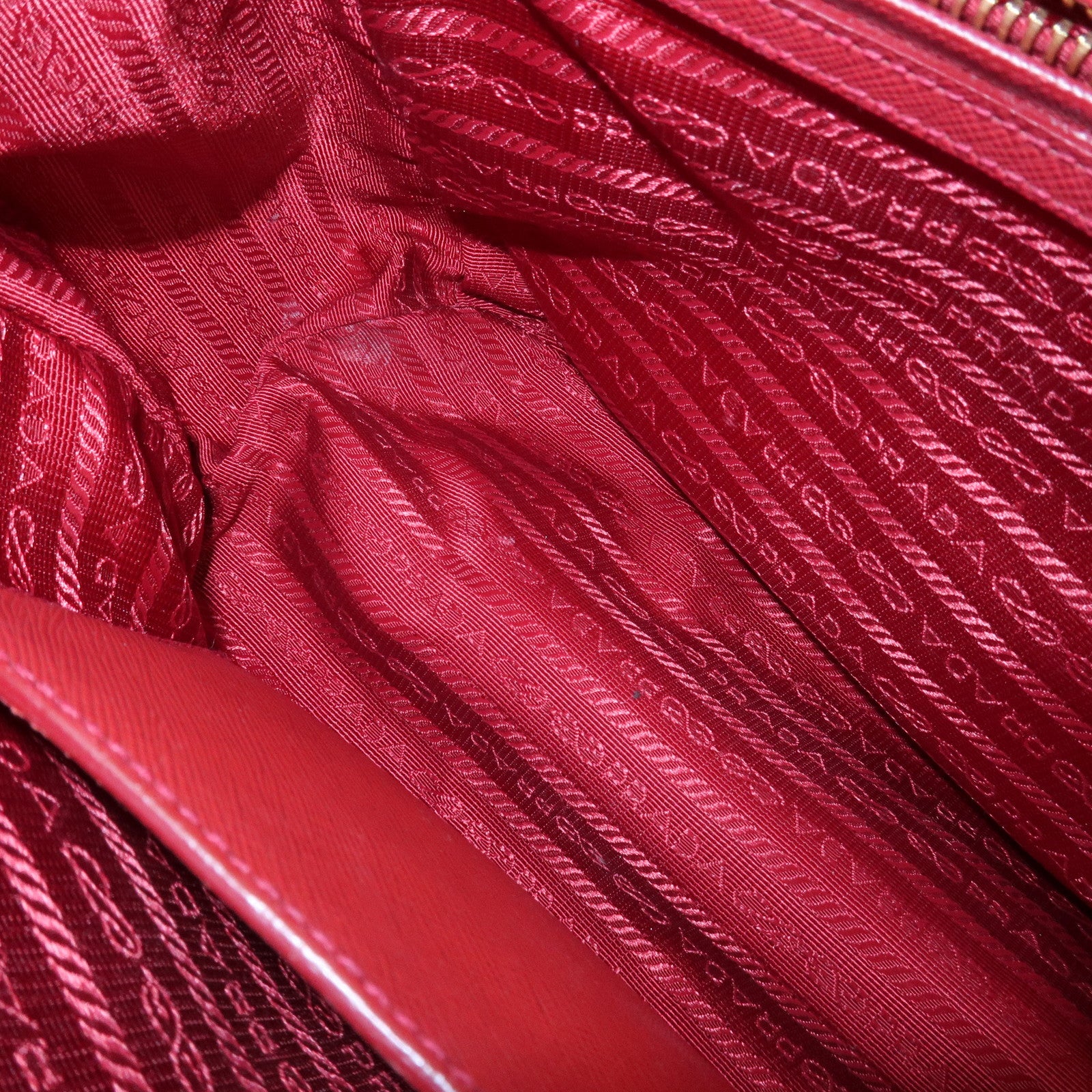 PRADA Triangle Logo Saffiano Leather Galleria 2WAY Bag Red BN1874