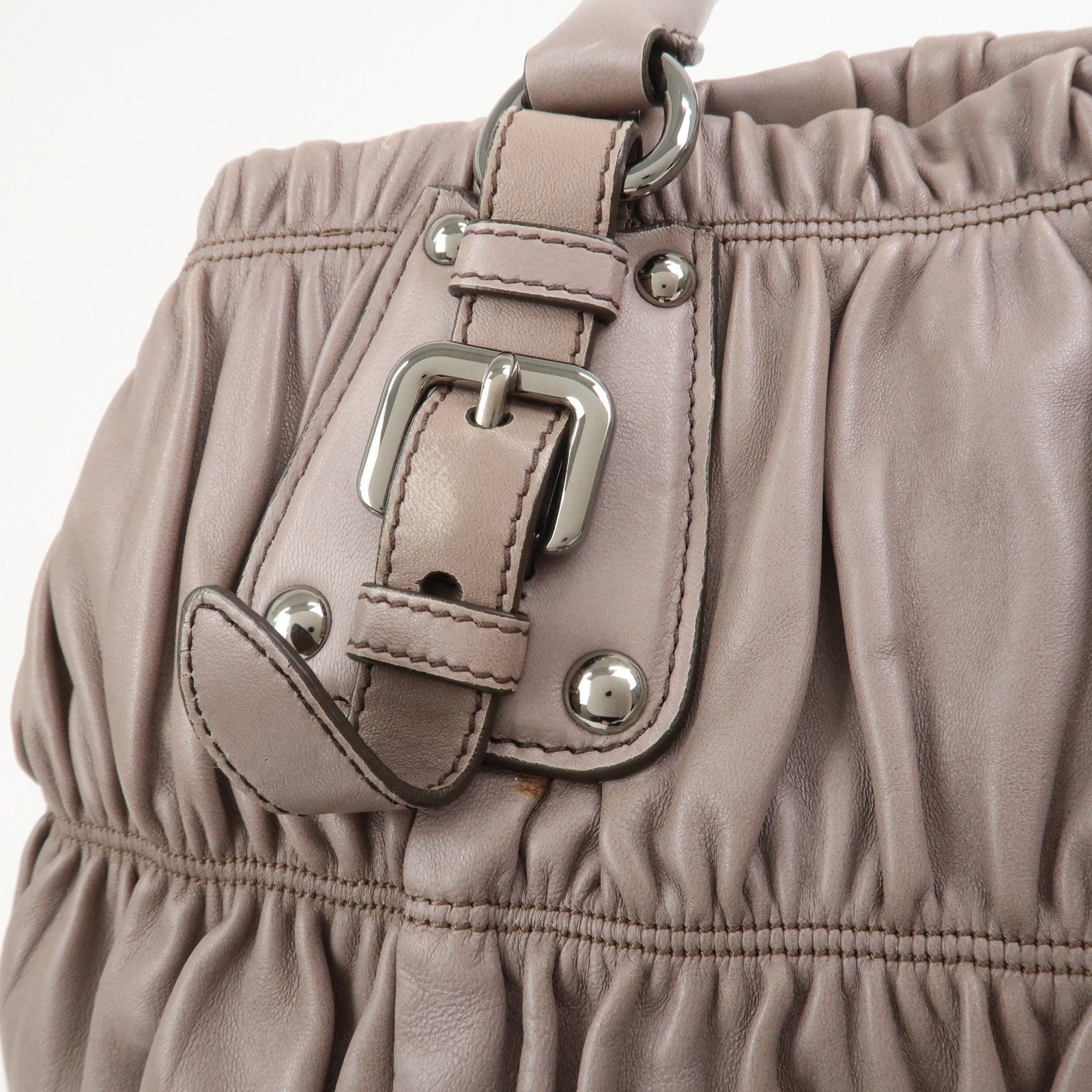 PRADA Logo Nappa Leather 2Way Bag Shoulder Bag Hand Bag Gray