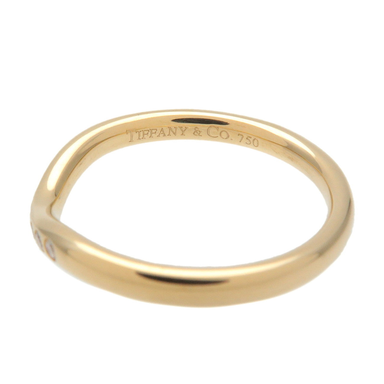 Tiffany & Co Curved Band 9P Diamond Ring 750YG Yellow Gold US4.5